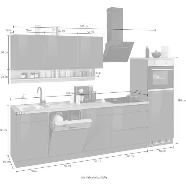 HELD MÖBEL Küche »Virginia«, Breite 300 cm, ohne E-Geräte bestellen | BAUR
