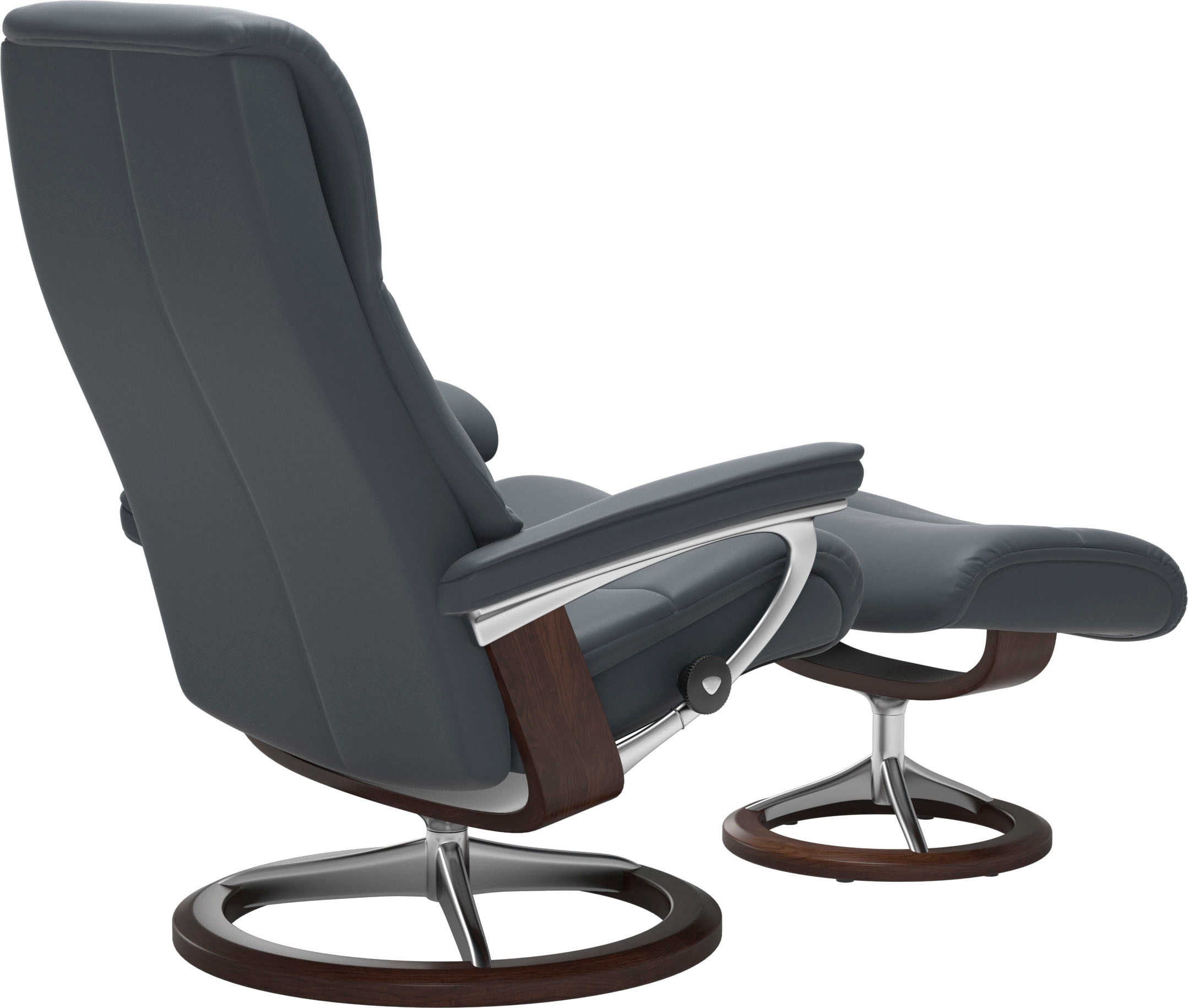Relaxsessel STRESSLESS "View", blau (atlantic blau batick), B:91cm H:110cm T:85cm, Leder BATICK: BATICK ist ein leicht korrigiertes, durchgefärbtes und genarbtes Möbelleder, bei dem die meisten Unebenheiten und Spuren in der Regel entfernt wurden.;Leder P 6