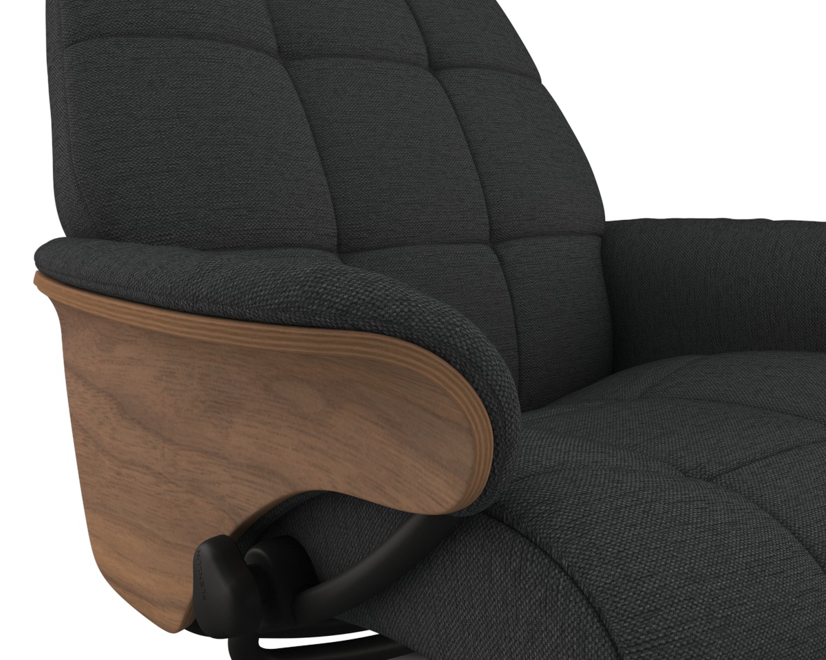 FLEXLUX Relaxsessel »Skagen Funktionsessel, Polstersessel, Armlehne, TV-Fernsehsessel«, Rücken- und Kopfteilverstellung, Fuß Schwarz, Armlehne Eiche, Drehbar