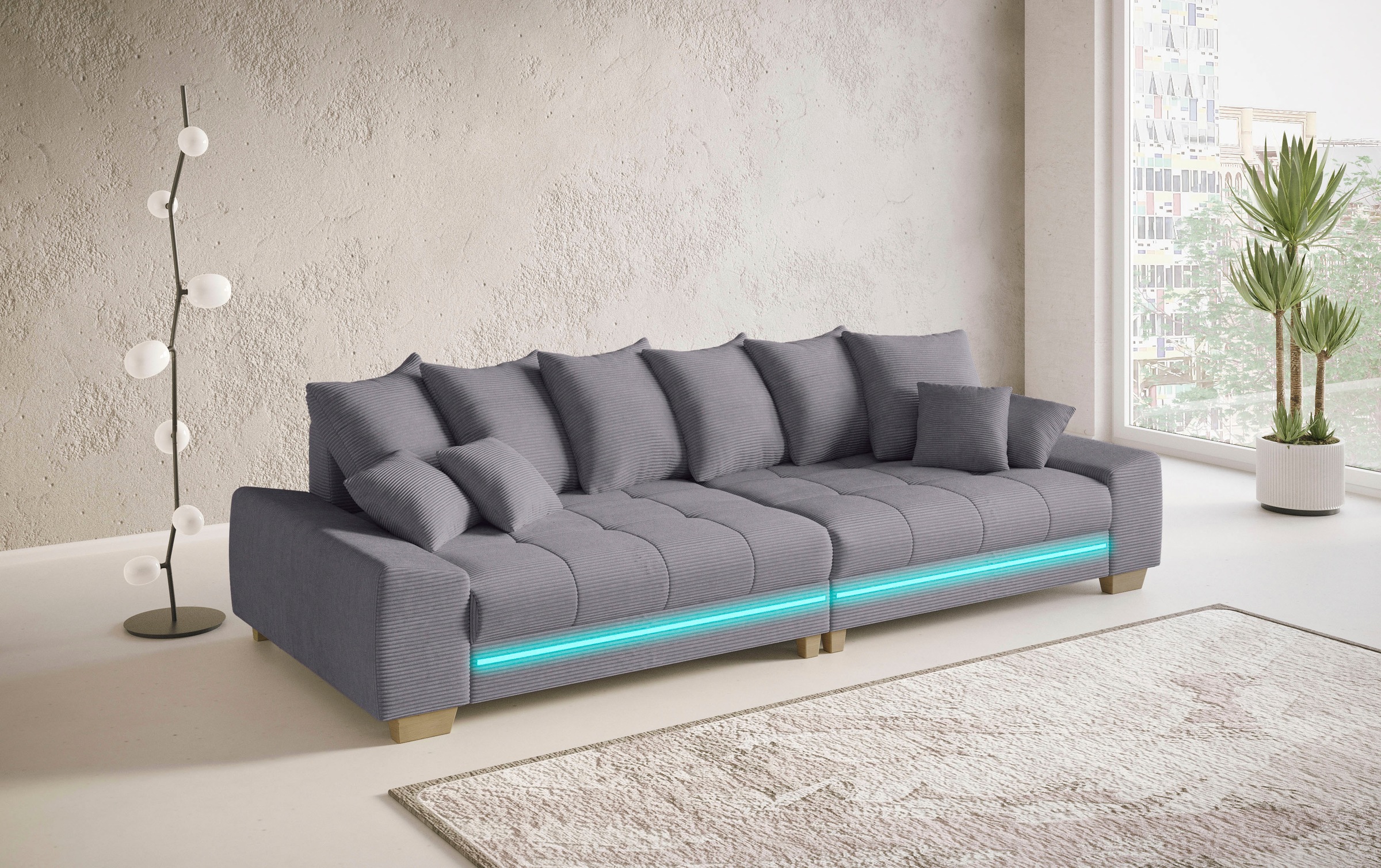 Mr. Couch Big-Sofa »Nikita II«, mit RGB-LED Beleuchtung, wahlweise mit Kaltschaum