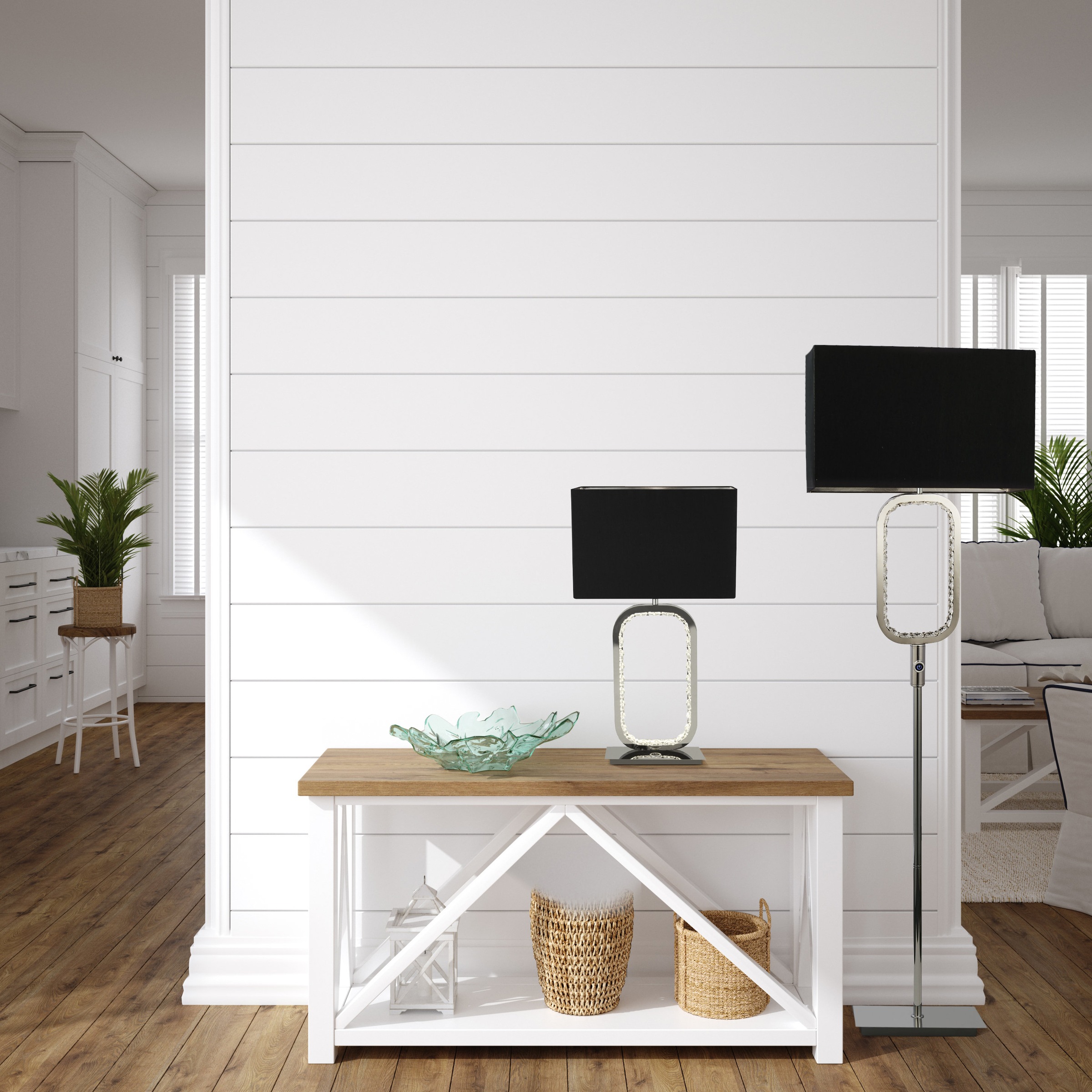 Searchlight Tischleuchte »Aura Tischlampe LED-Sockel - Chrom mit Kristallglas« E27 1 Stk.