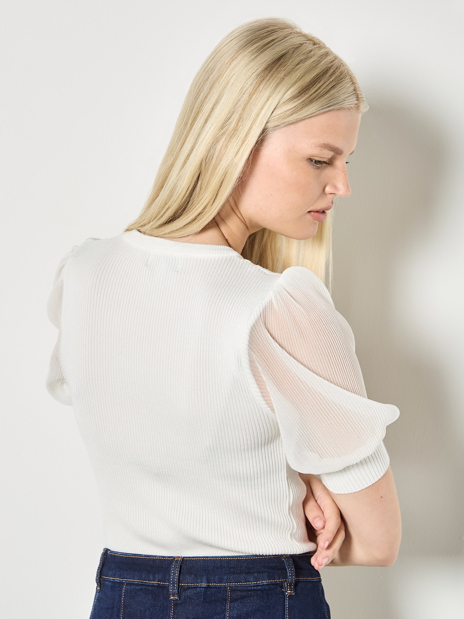 Apricot T-Shirt »Top mit Plissee-Ärmeln«