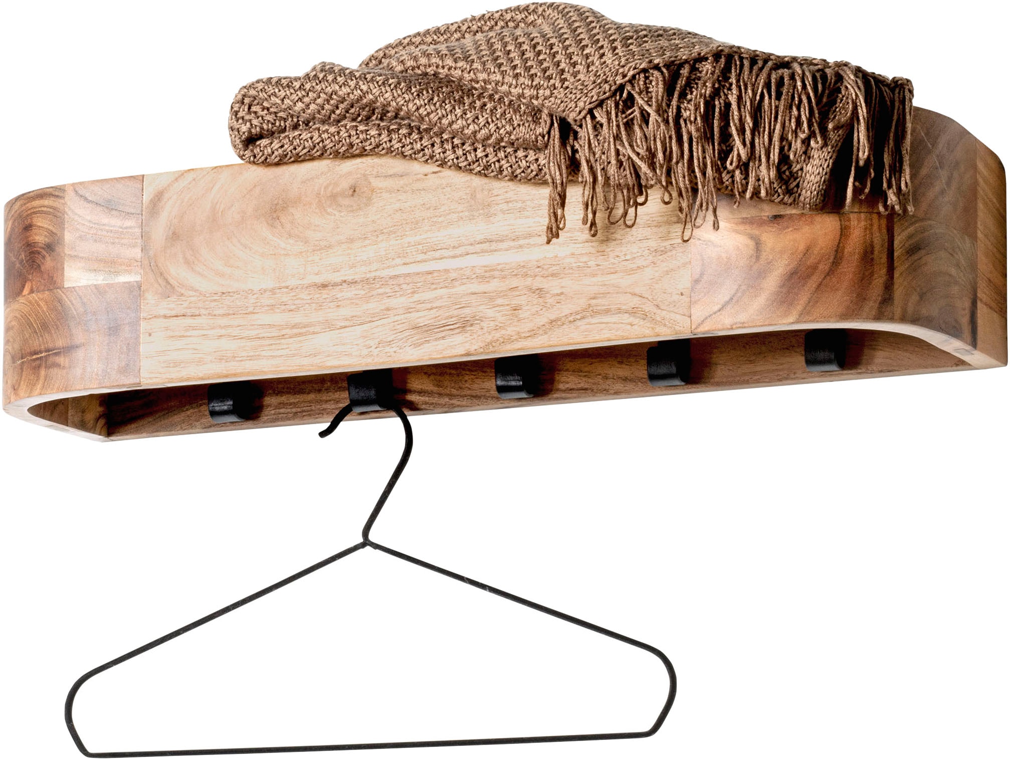 HAKU Wandgarderobe »Wandgarderobe« 1 Stk. tlg. rechteckig - aus Massivholz Braun - B/T/H 60/20/13 cm