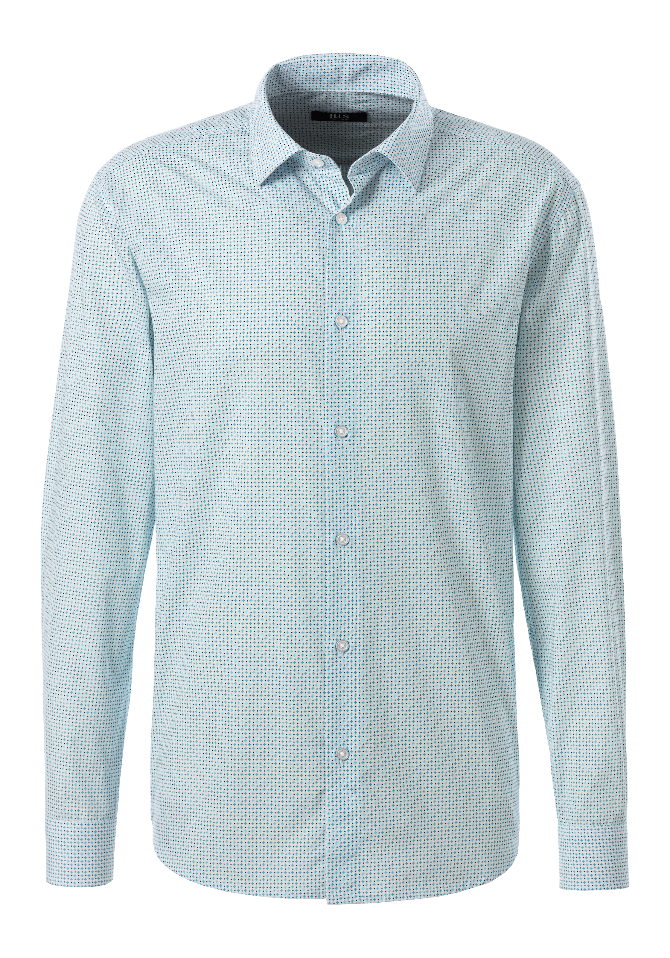 H.I.S Langarmhemd »Regular fit«, mit Haifischkragen und allover Print aus reiner Baumwolle