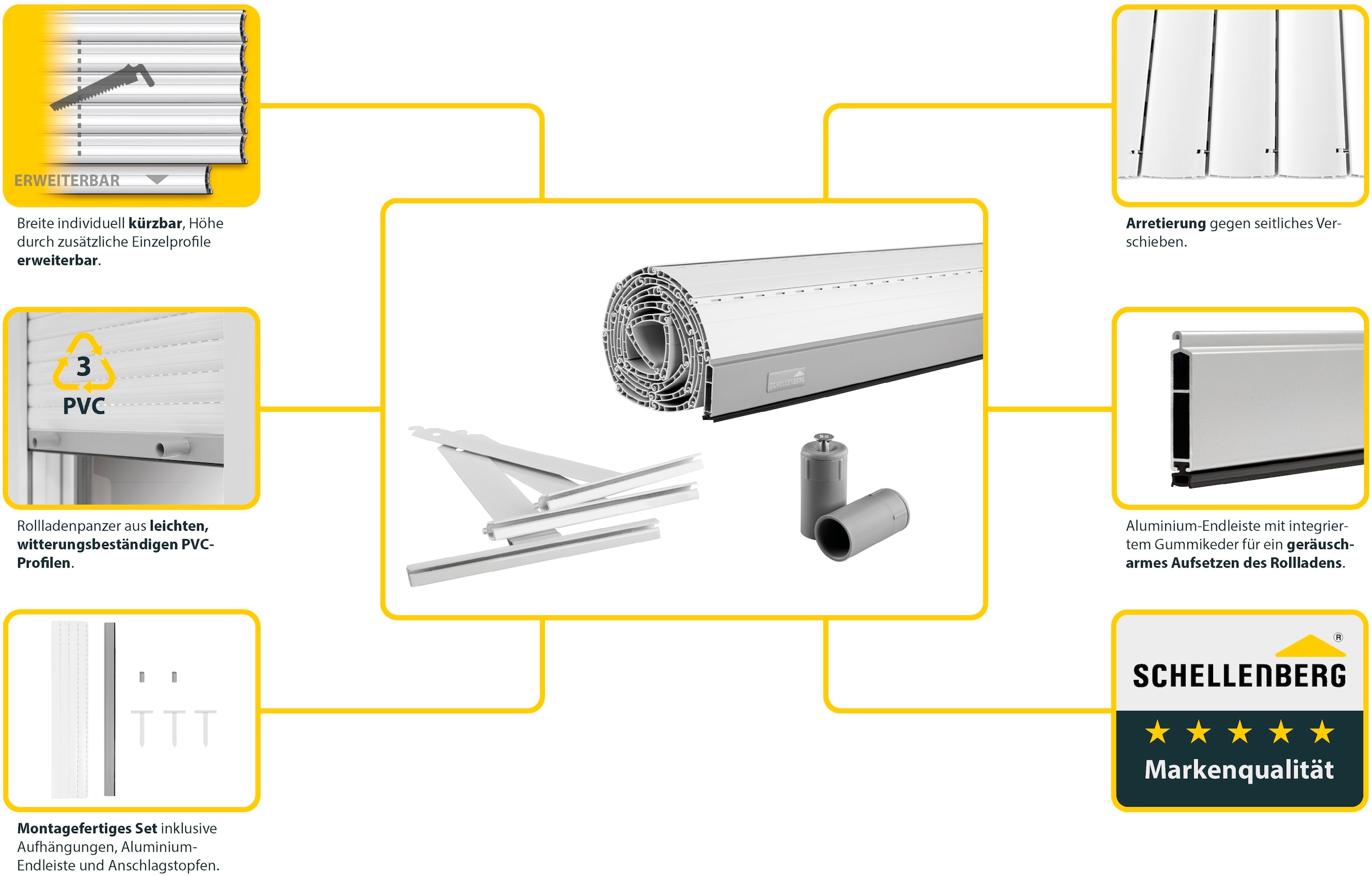 SCHELLENBERG Rollladenpanzer »Set für Fenster, Maxi System für 60 mm Stahlrohrwelle«, (1 tlg.), PVC Jalousie inkl. Zubehör