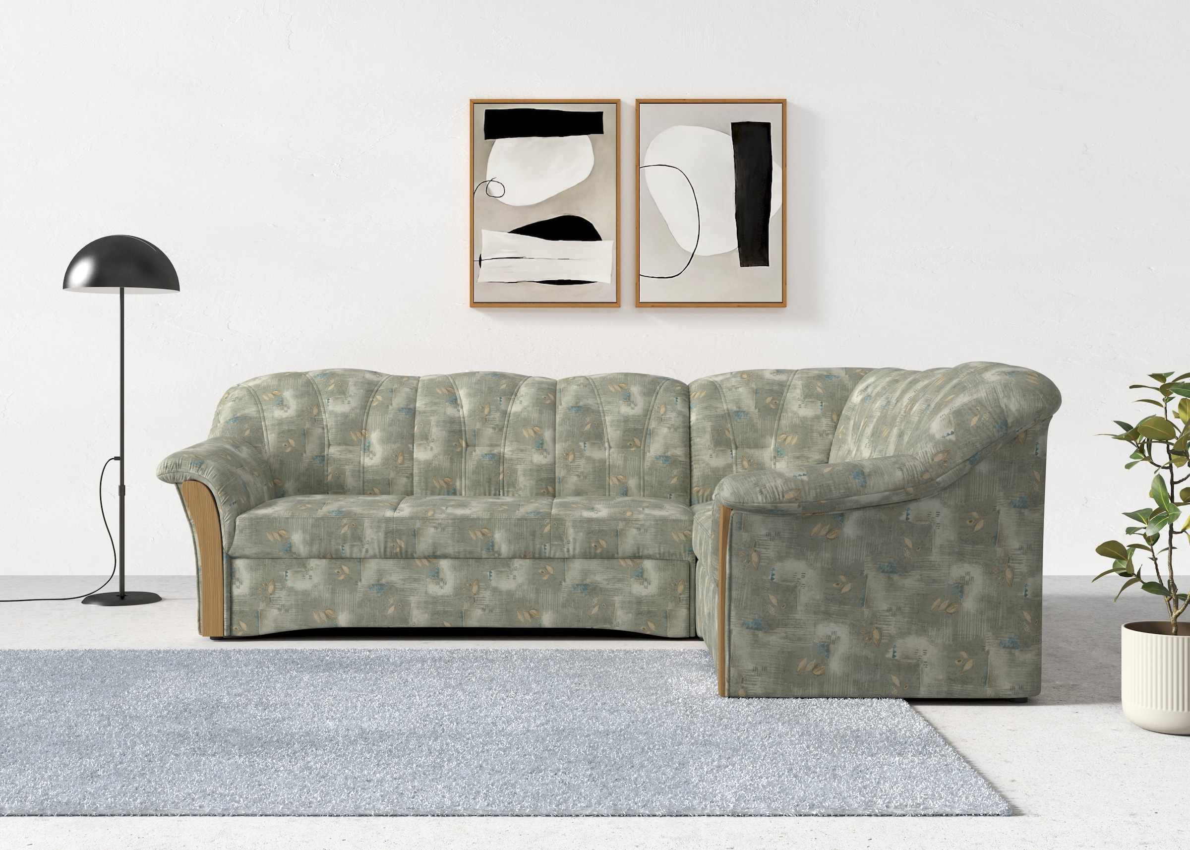 DOMO collection Ecksofa "Pauli L-Form", mit Holzchatosen, wahlweise mit Bet günstig online kaufen