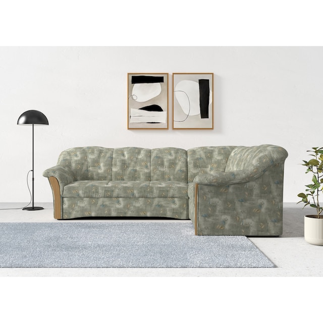 DOMO collection Ecksofa »Pauli«, mit Holzchatosen, wahlweise mit  Bettfunktion bestellen | BAUR