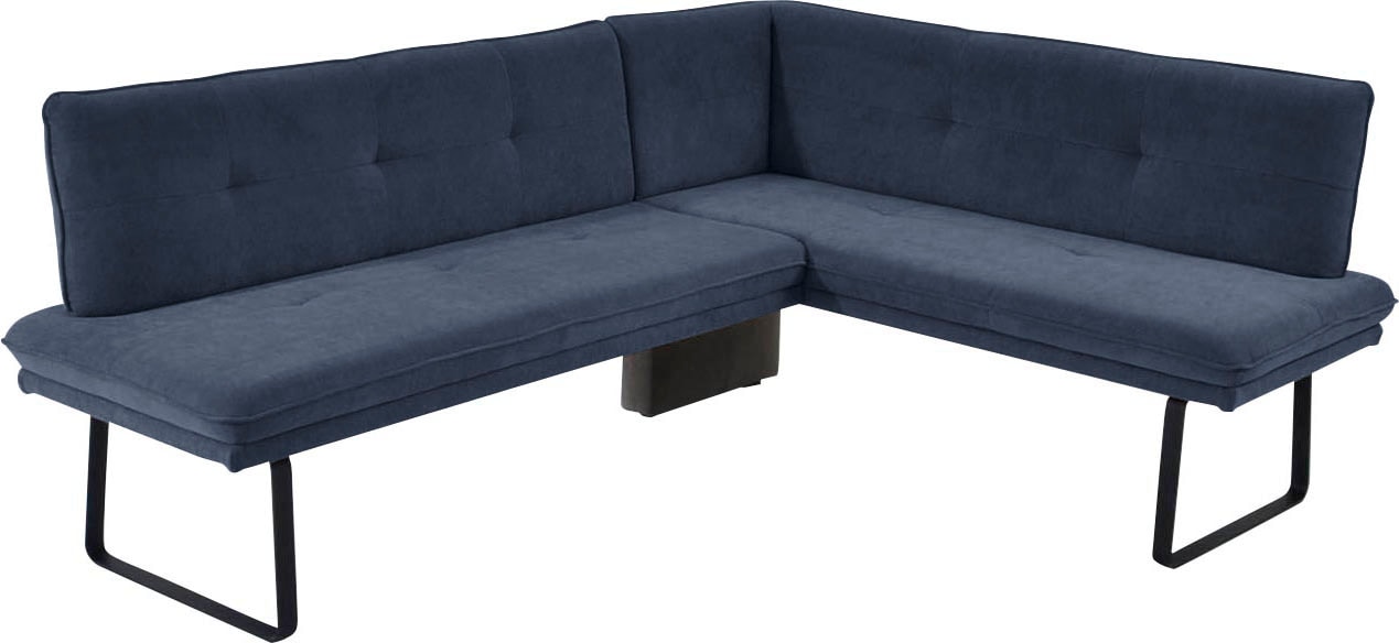 Eckbank K+W KOMFORT & WOHNEN, blau, B:207cm H:87cm T:157cm, Sitzbänke, Eckbank, Polstereckbank in Spitzkissenoptik, Sitz und Rücken gesteppt