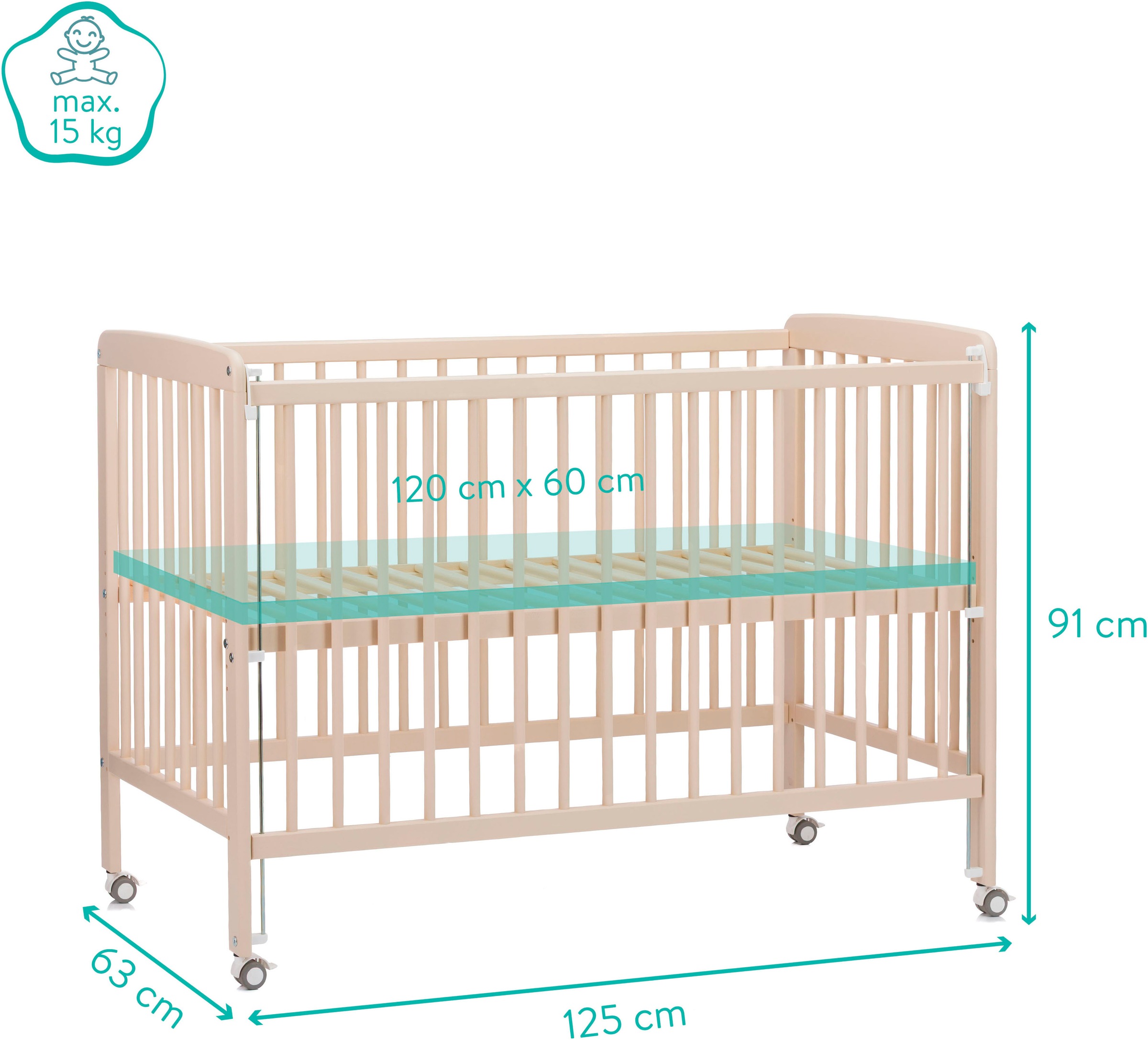 Fillikid Beistellbett »Nena«, inkl. Matratze; Made in Europe