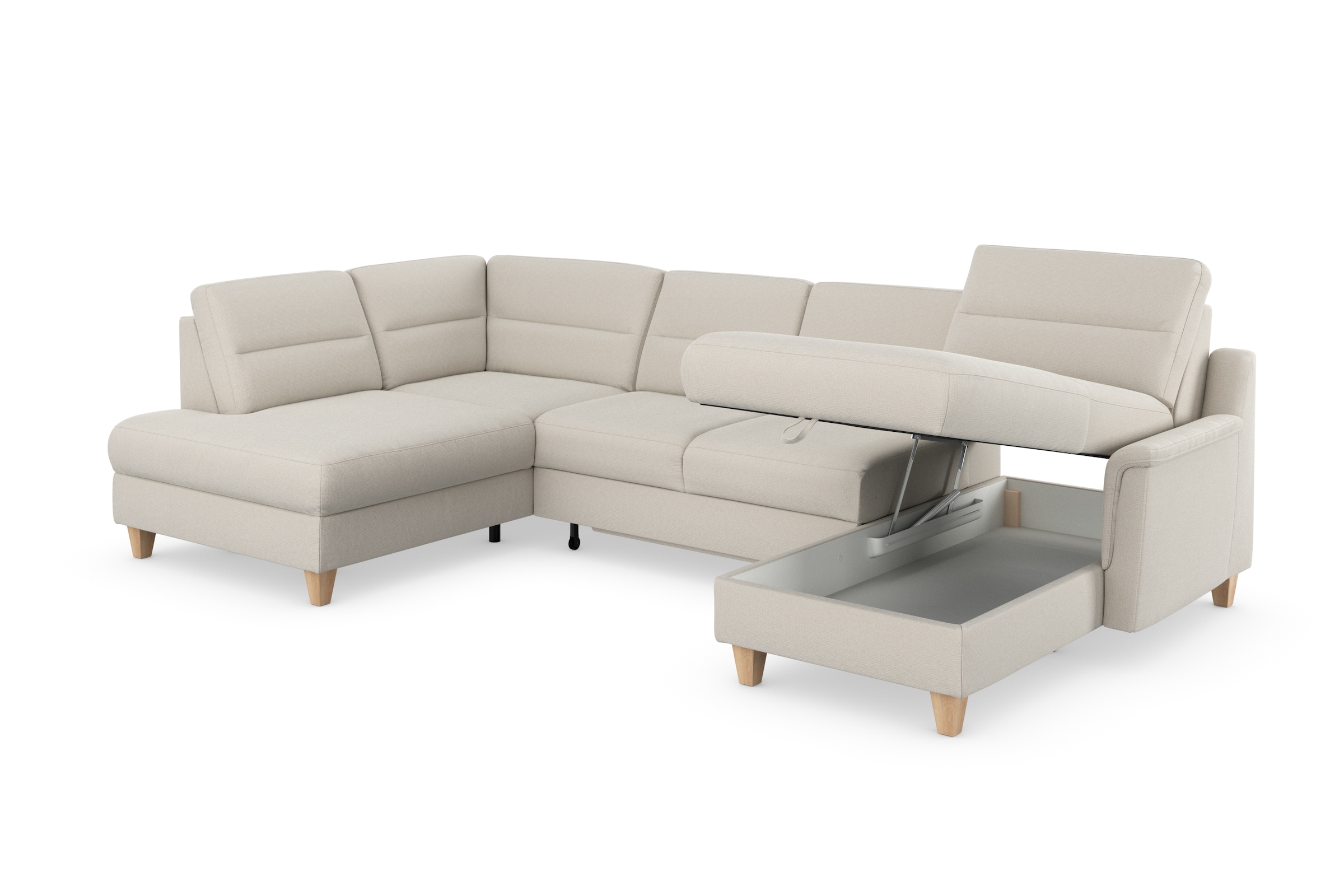 sit&more Wohnlandschaft »Farö U-Form«, inklusive Federkern, wahlweise mit Bettfunktion und Bettkasten