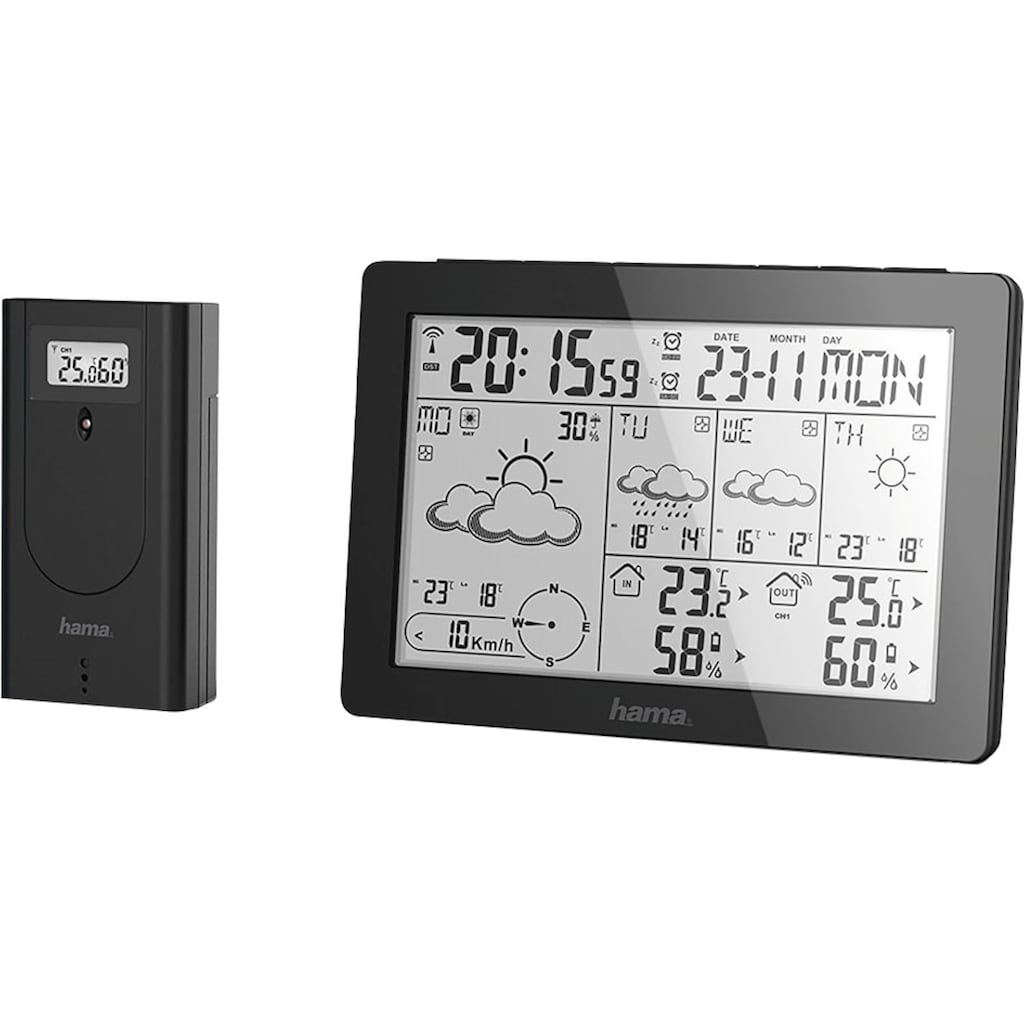 Hama Wetterstation »Wettervorhersage-Center "Meteotime", Schwarz Wetterstation«