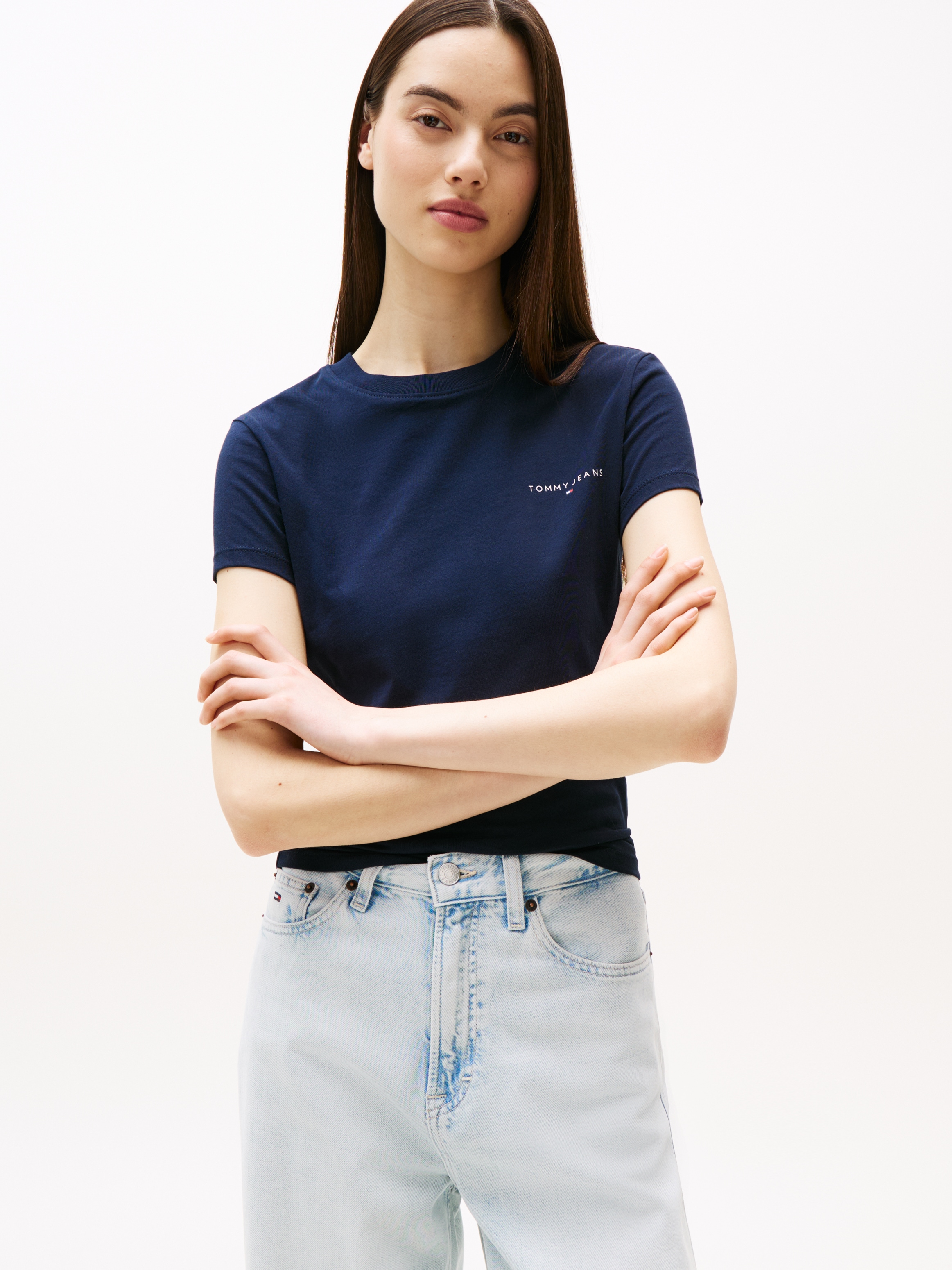 Tommy Jeans Kurzarmshirt "TJW SLIM LINEAR SS TEE EXT" günstig online kaufen