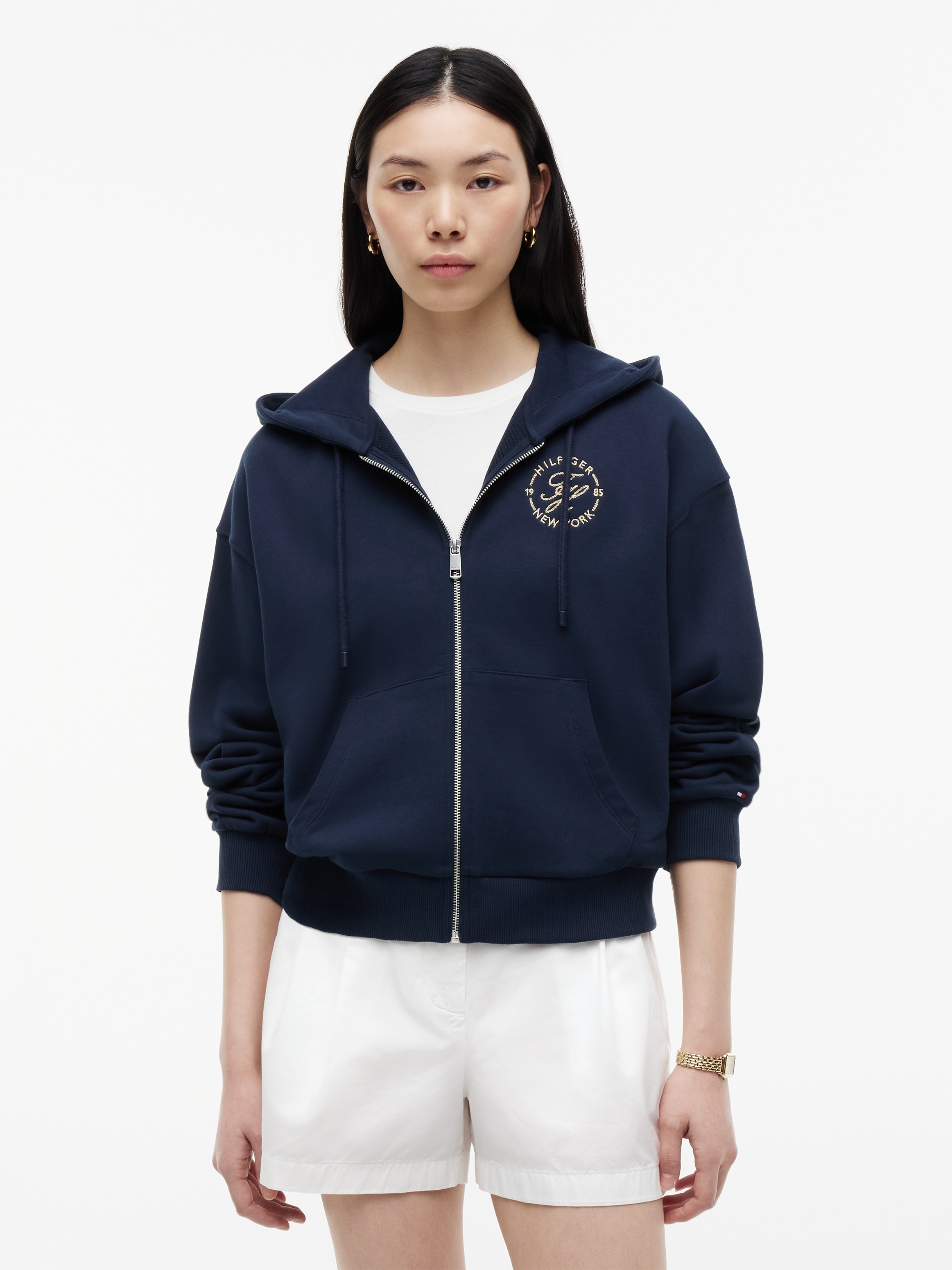 Tommy Hilfiger "TH ROUNDAL ZIP-UP HOODIE" Baumwolle, Kapuze, Kängurutaschen