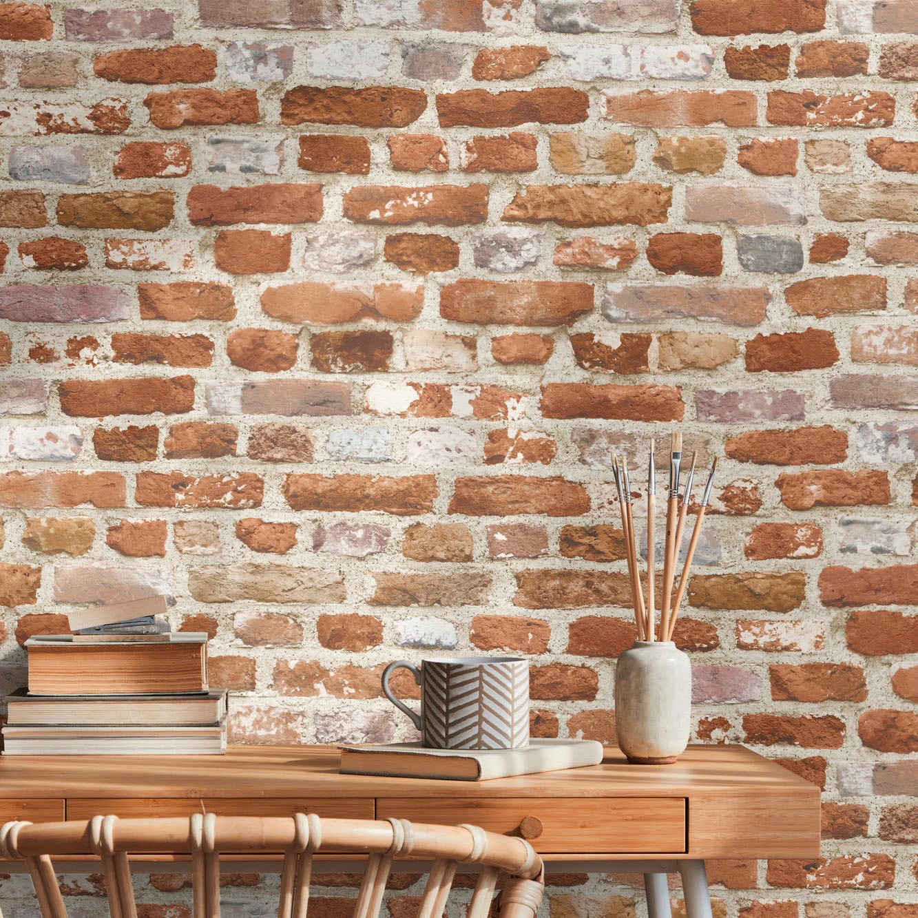 A.S. Création Vliestapete »Bricks & Stones Backstein Steinoptik«, matt-gemustert-neutral, Steintapete Backstein Tapete Tapeten Wohnzimmer Schlafzimmer Küche