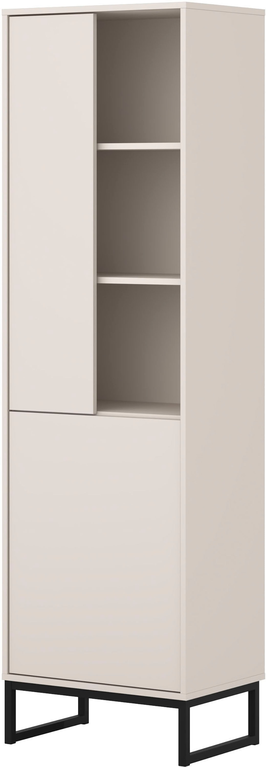 OTTO home Vitrine »Loft, Höhe 180 cm, moderne grifflose Standvitrine mit 2 Türen« Hochschrank mit viel Stauraum, verstellbaren Einlegeböden, Regal