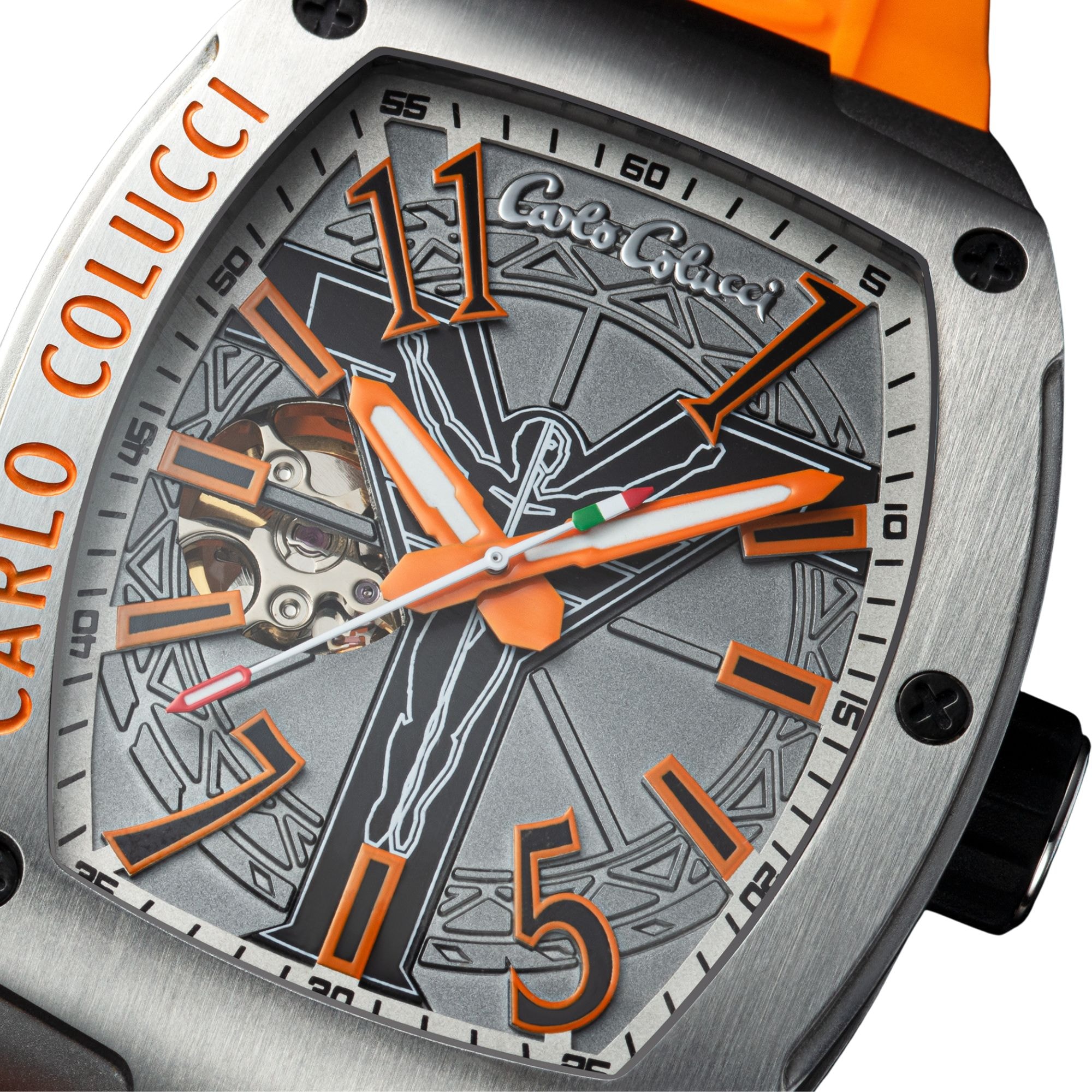 CARLO COLUCCI Automatikuhr Armbanduhr, Herrenuhr, Mechanische Uhr, Silikonarmband, analog