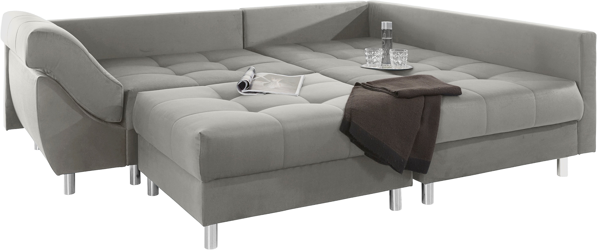 COLLECTION AB Ecksofa »(Spar-Set) Innsbruck L-Form und Hocker«, (Spar-Set), Ecksofa und Hocker, Recamiere links oder rechts montierbar
