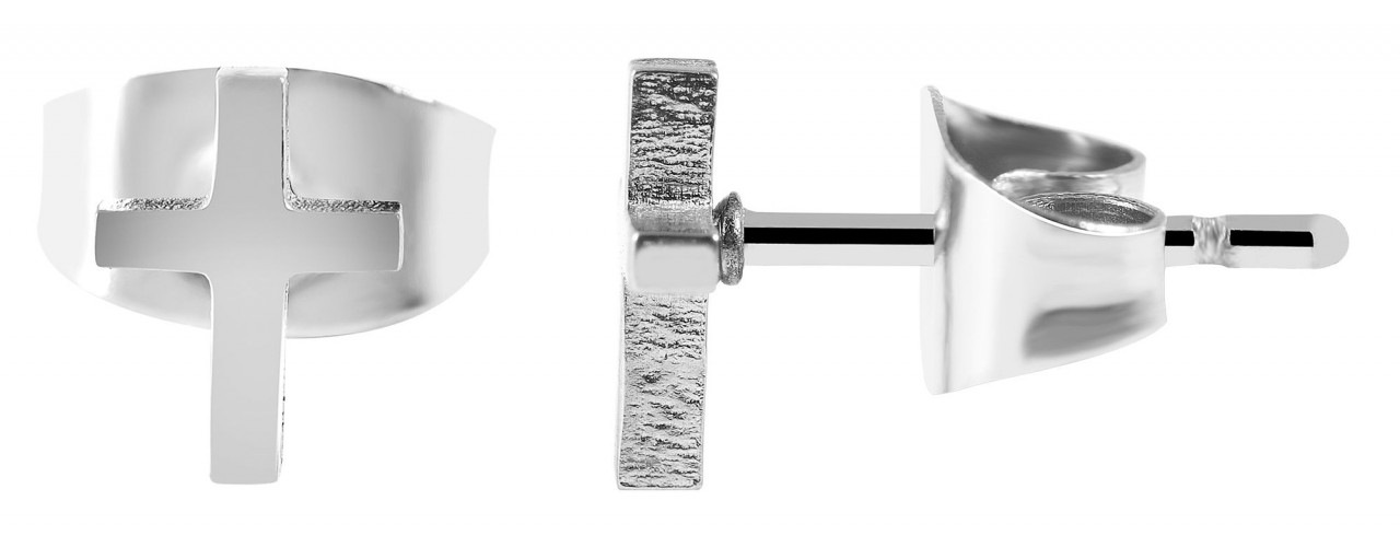 Paar Ohrhänger ADELIA´S "Unisex Ohrstecker aus Edelstahl mit Kreuz", silber, Ohrringe, Damen, Unisex, Edelstahl