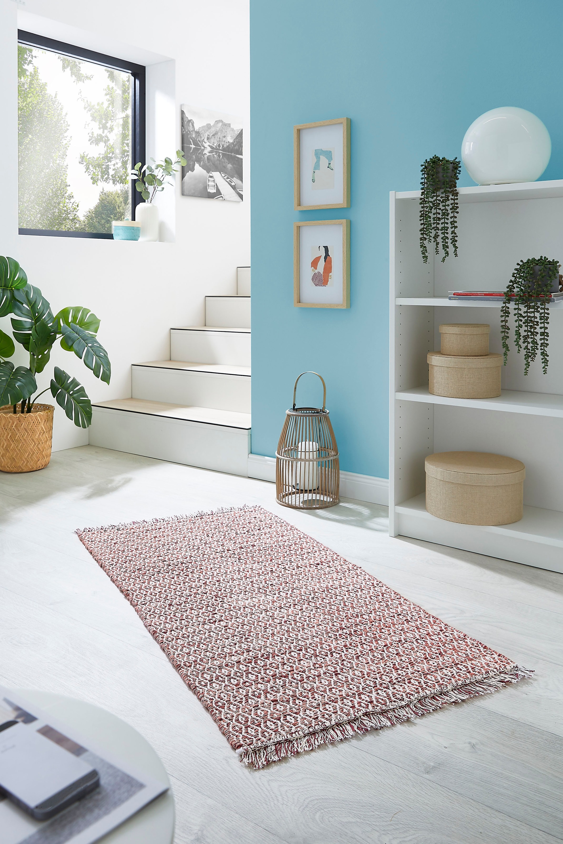 my home Teppich "Nivala" rechteckig 10 mm Höhe Flachgewebe, Rauten Motiv, r günstig online kaufen