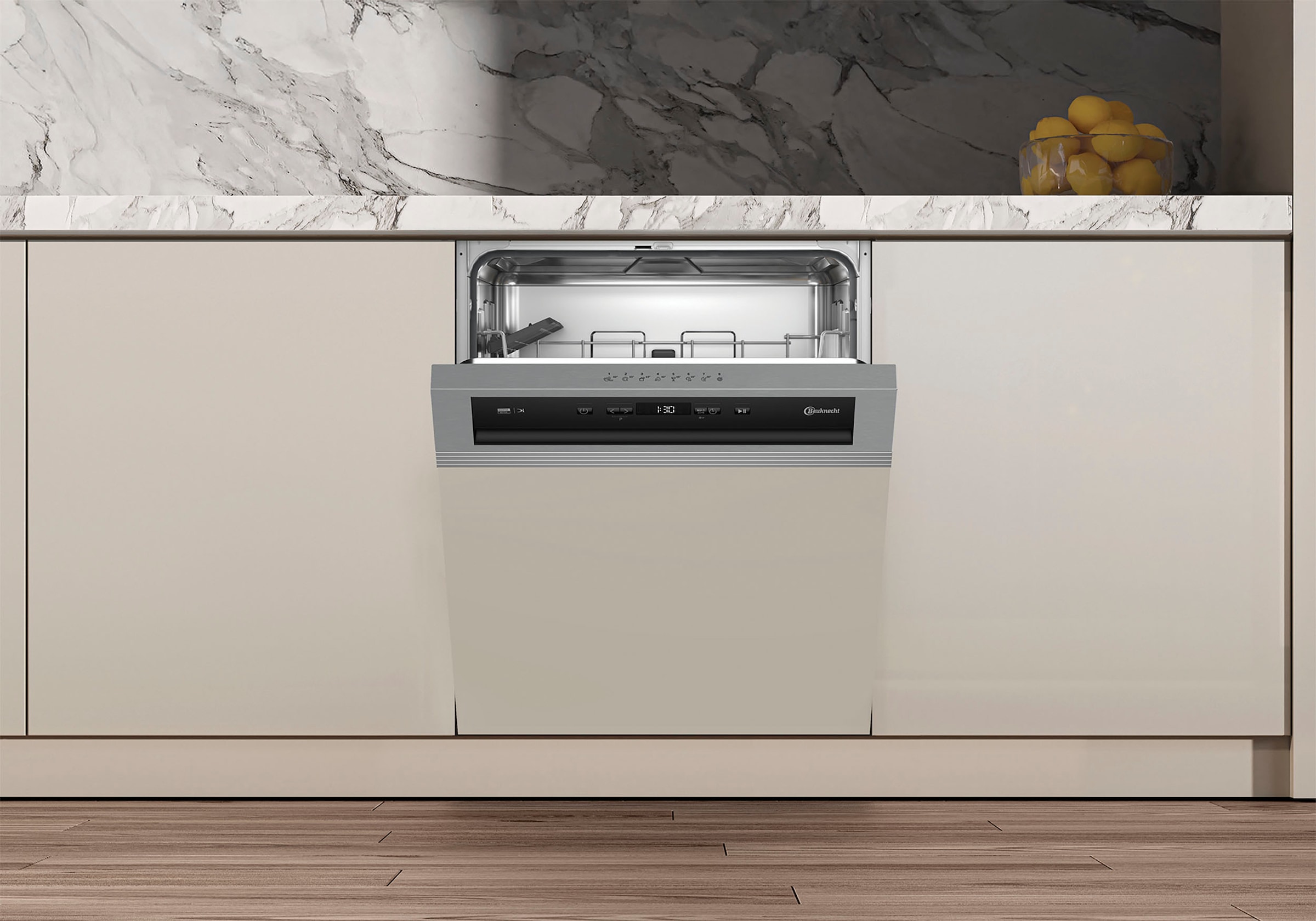BAUKNECHT teilintegrierbarer Geschirrspüler »OBBC Ecostar2 5320« 8,9 l 14 tlg. Maßgedecke Glass Care – schonende Reinigung für empfindliche Gläser