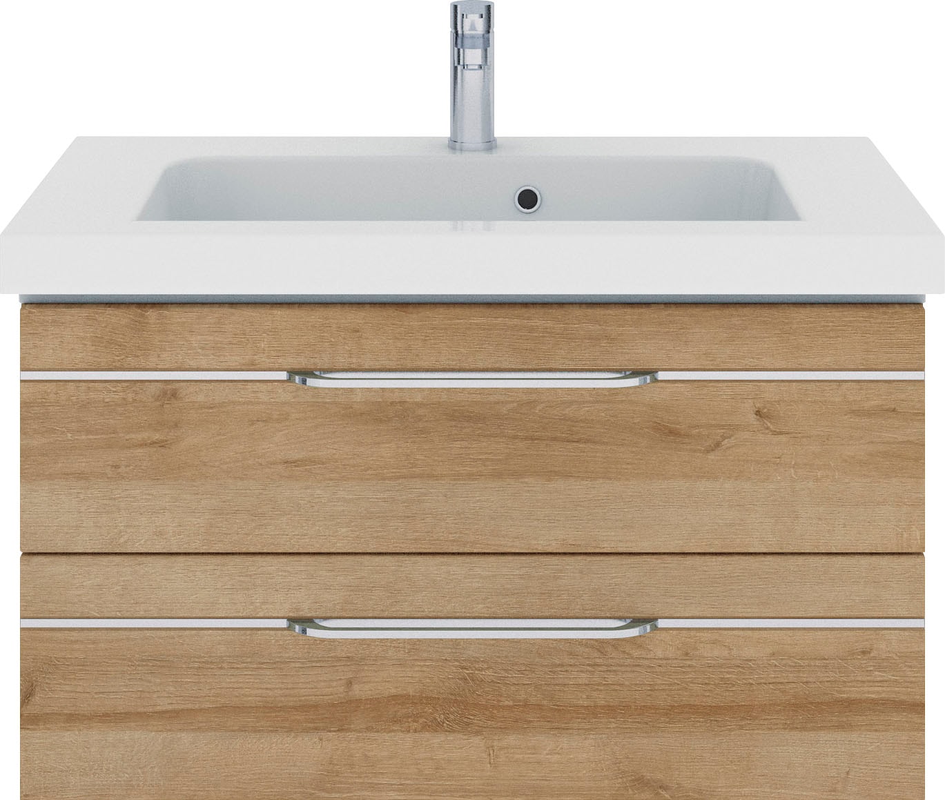Saphir Badmöbel-Set »Balto Sprint 2-teilig, Mineralmarmor-Waschtisch mit LED-Spiegelschrank«, (2 St.), Badezimmer Set 92 cm breit, inkl. Türdämpfer, 3 Türen, 2 Schubladen