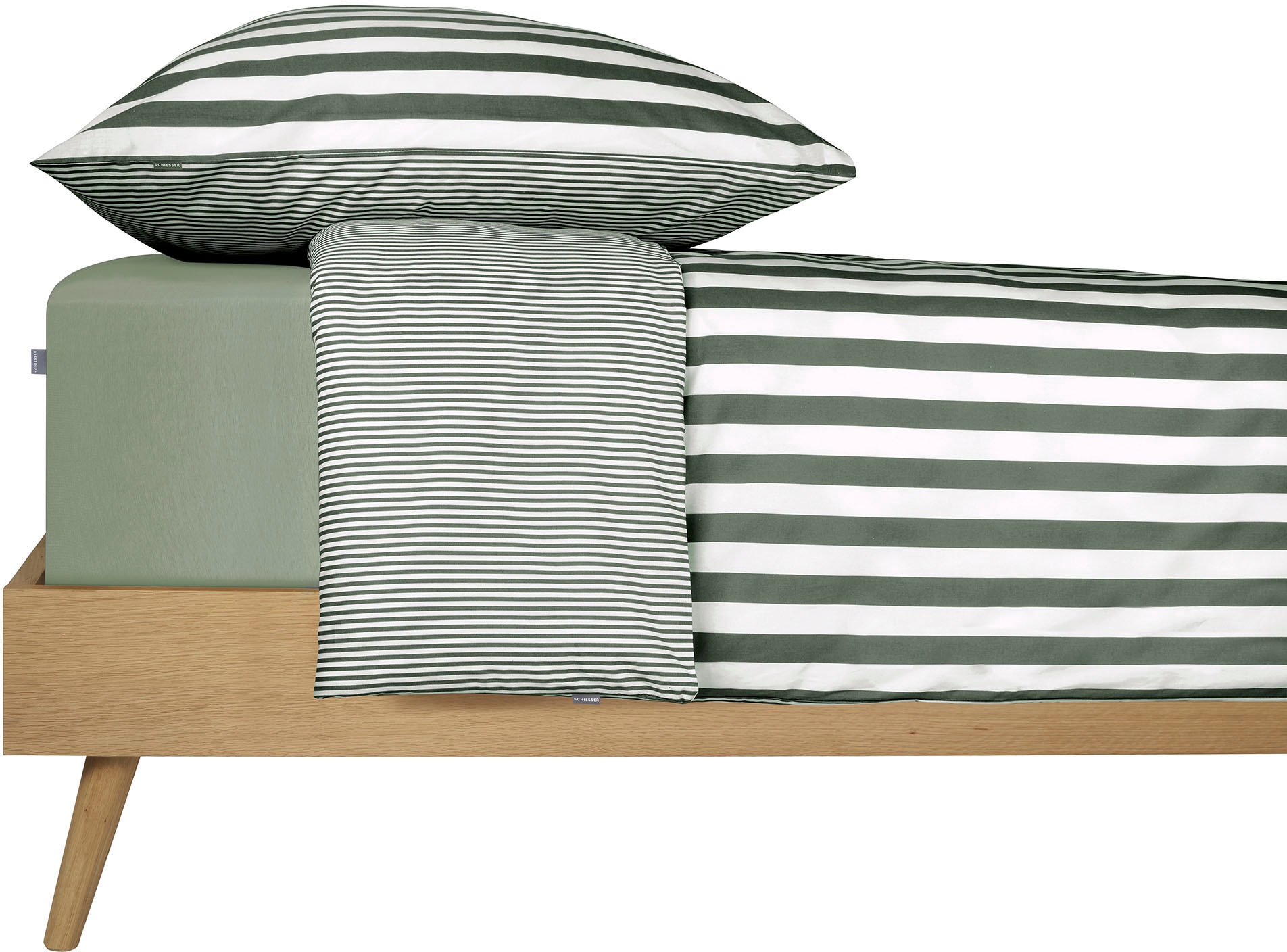 Schiesser Spannbettlaken »Elli aus 97% Baumwolle und 3% Elasthan«, (1 St.),  für hohe Matratzen und Boxpringbetten geeignet, Made in Green | BAUR