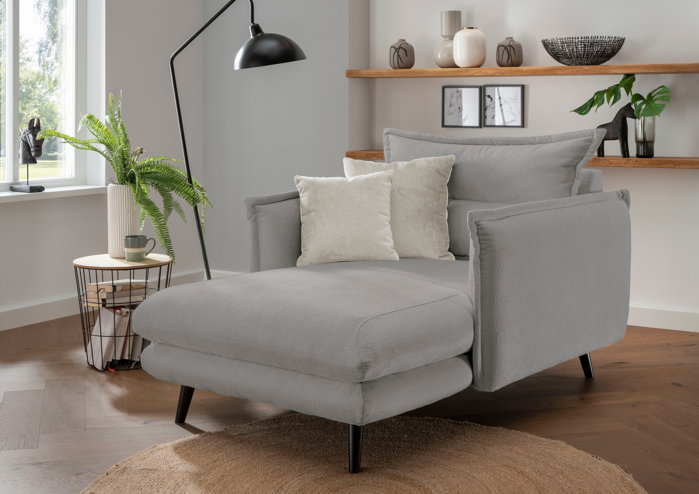Home affaire Loveseat "Lazio, 111 cm breit, modern und bequem" Webstoff, inkl. Rücken- und Zierkissen