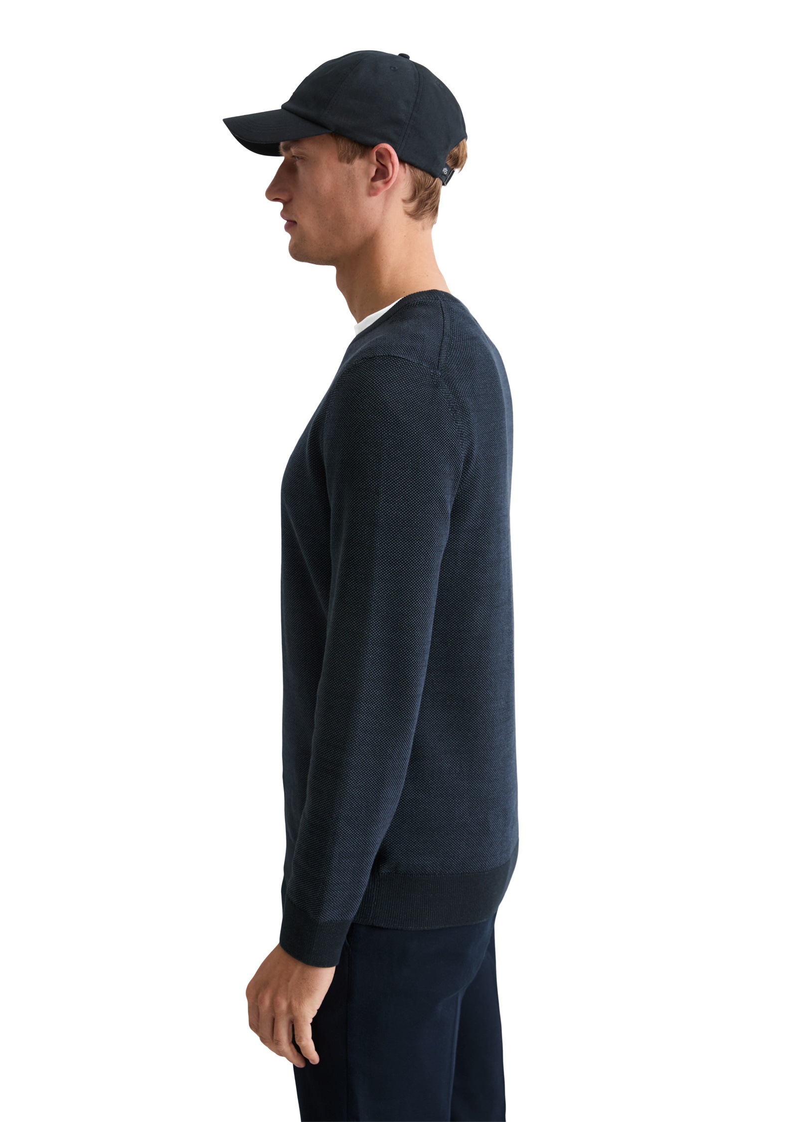 Marc OPolo Rundhalspullover "aus Bio-Baumwoll-Piqué" günstig online kaufen