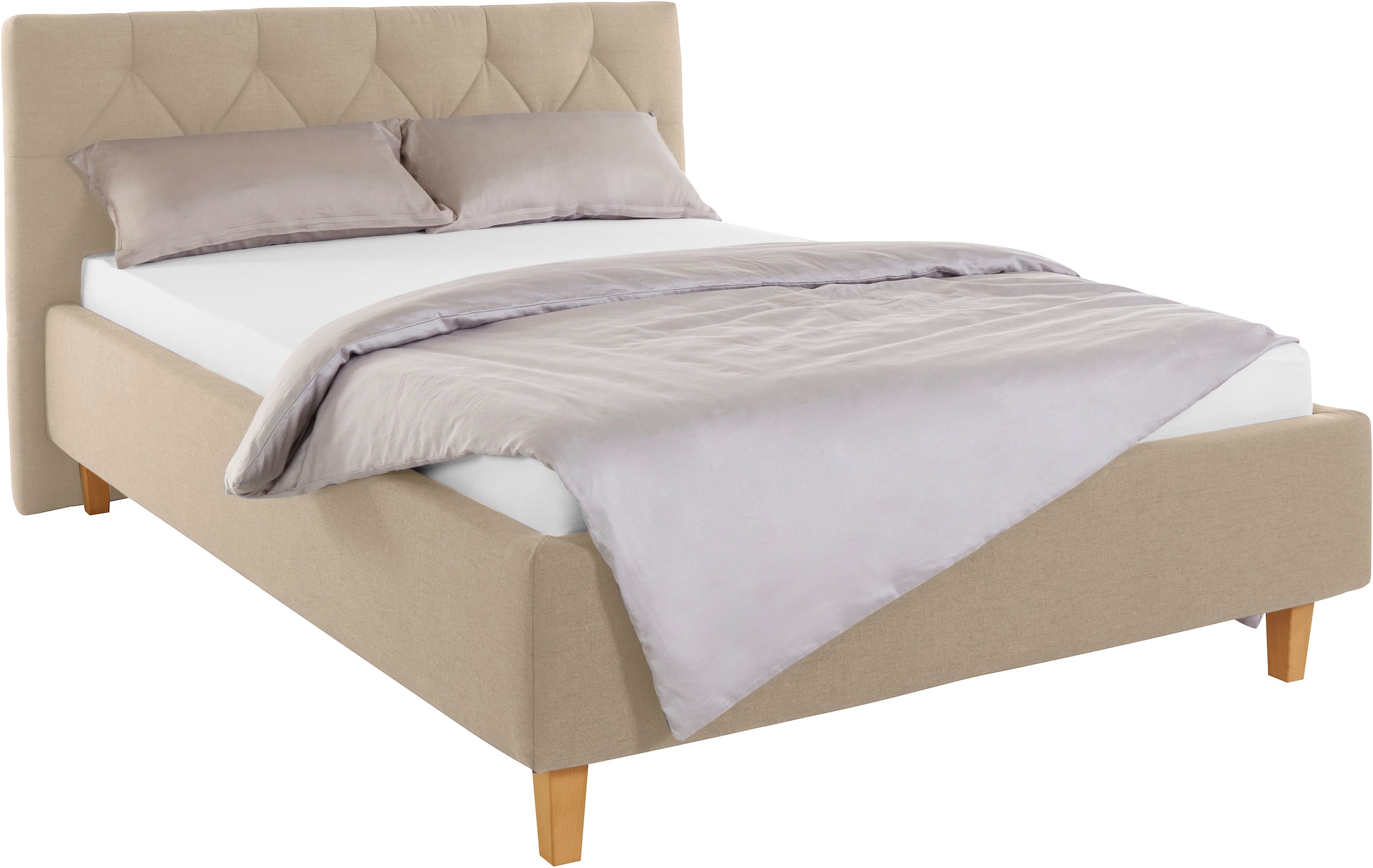 Home affaire Polsterbett "Sunley 100" Kreuzsteppung, Kopfteilhöhe 102 cm, ohne oder mit Matratze/Lattenrost