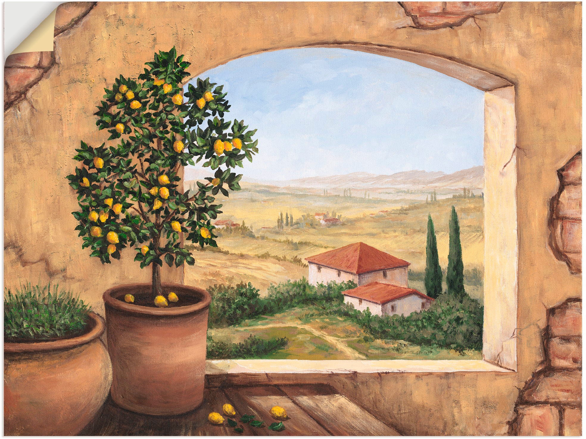 in Leinwandbild, Toskana«, Poster | oder Wandaufkleber in Fensterblick, als der BAUR (1 kaufen Alubild, Größen versch. Wandbild St.), Artland »Fenster