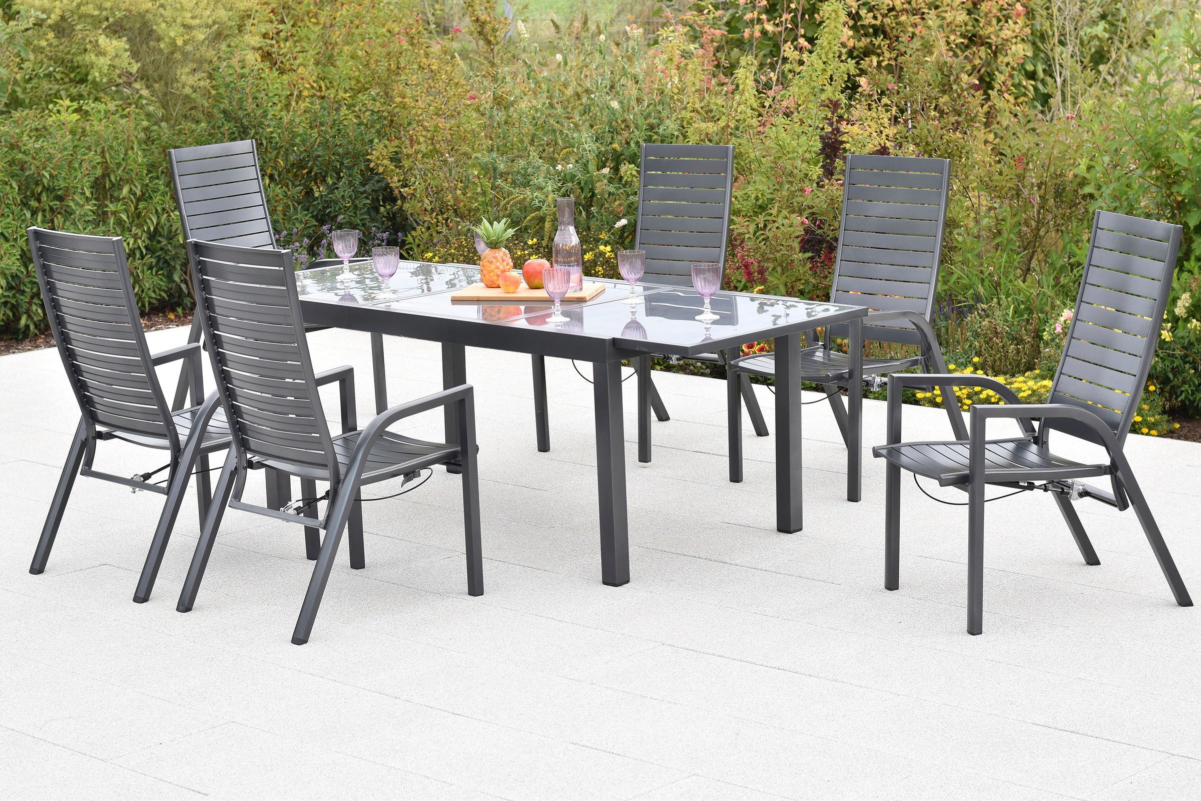 MERXX Garten-Essgruppe »»Siros««, (Set, 7 tlg.), Rückenlehne verstellbar durch Gasdruckfeder