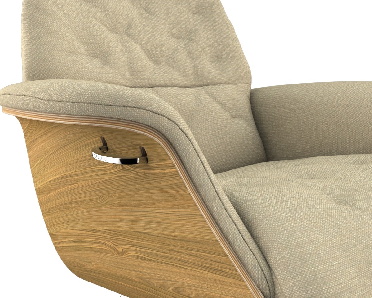 FLEXLUX Relaxsessel »Volden Funktionsessel, Polstersessel, Armlehne, TV-Fernsehsessel,«, Rücken- und Kopfteilverstellung, Drehbar, Fuß Alu, Armlehne Eiche