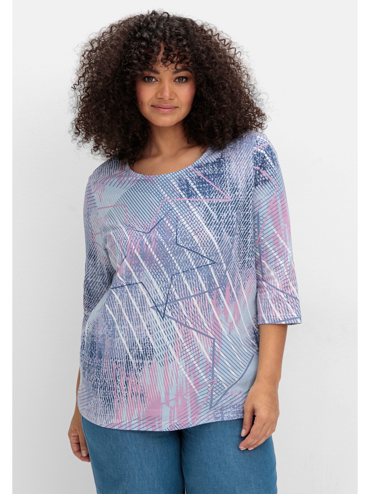 Sheego 3/4-Arm-Shirt "Große Größen", mit softem Alloverdruck günstig online kaufen