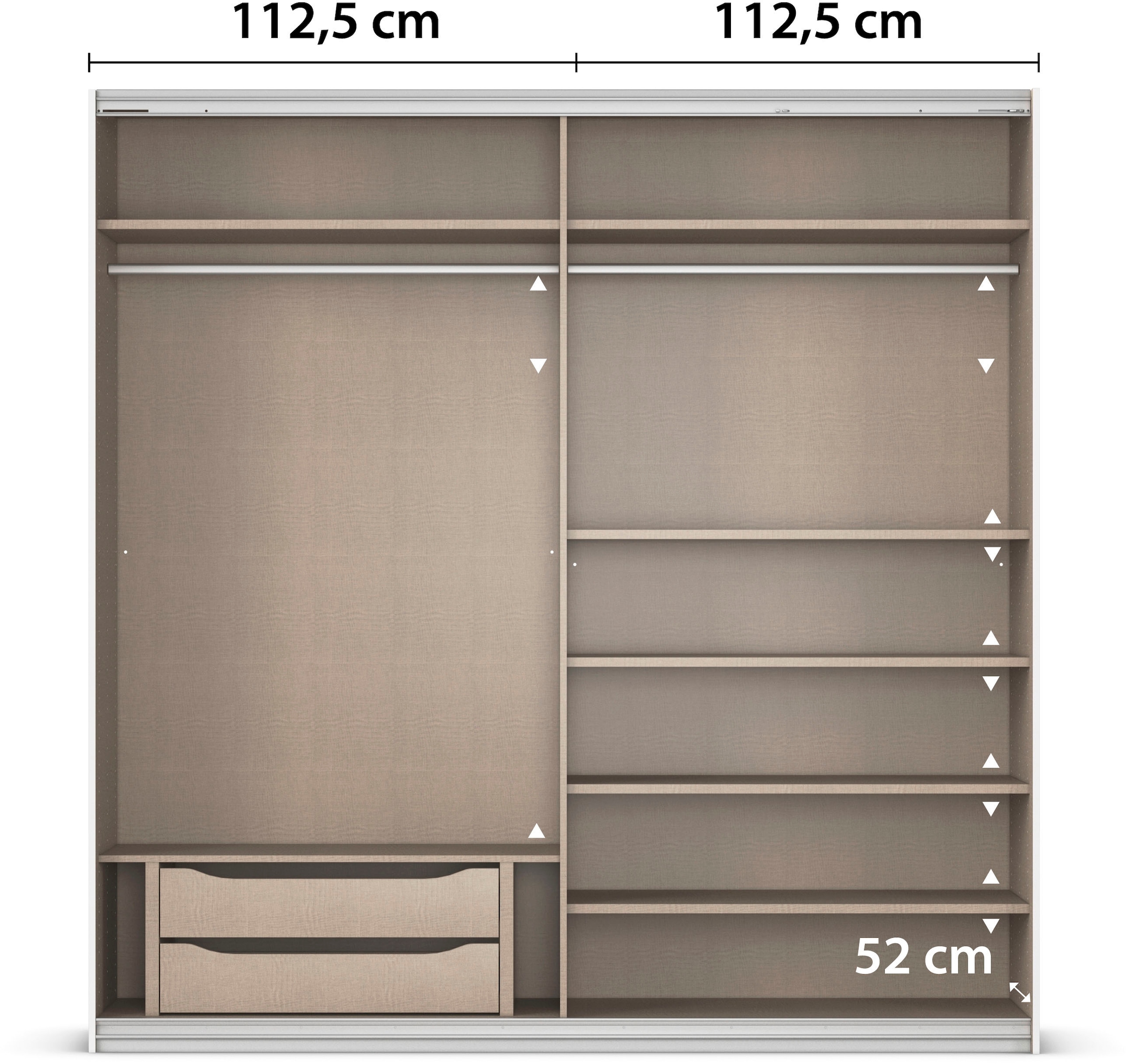 INOSIGN BY RAUCH Schwebetürenschrank »Kleiderschrank Schrank Garderobe Schlafzimmerschrank THANOS«, (in 3 verschiedenen Ausstattungen BASIC/CLASSIC/PREMIUM), Optional mit Spiegel, Metall-Griffleisten alufarben MADE IN GERMANY