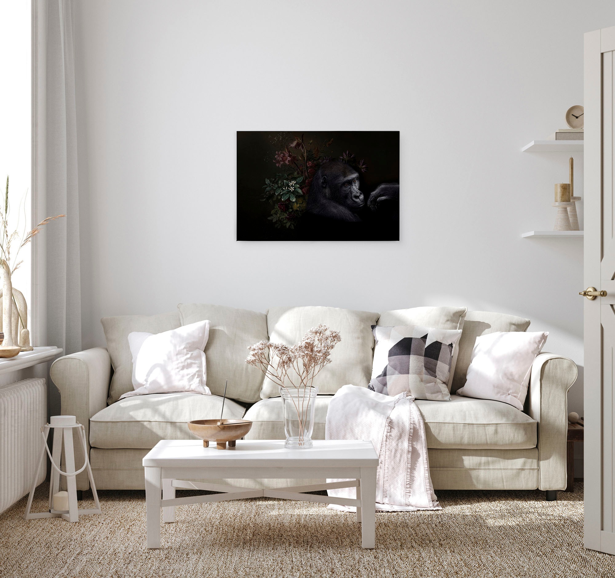 A.S. Création Leinwandbild »wildlife 3«, Kunst-Tiere-Kinder, (1 St.), Keilrahmen Bild Blumen Floral Schwarz Leinwand-Bild Wohnzimmer modern