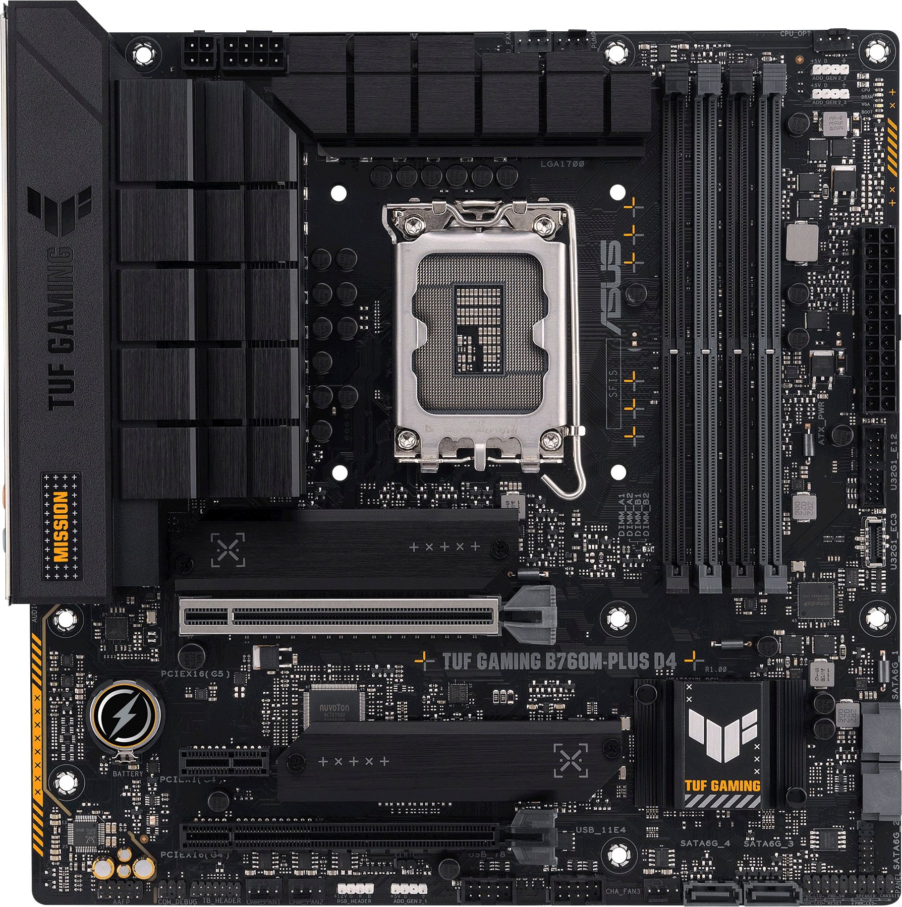 Asus Mainboard »TUF GAMING B760M-PLUS D4«, Intel B760, mATX, DDR4 Speicher, PCIe 5.0, 2x M.2, Thunderbolt 4
