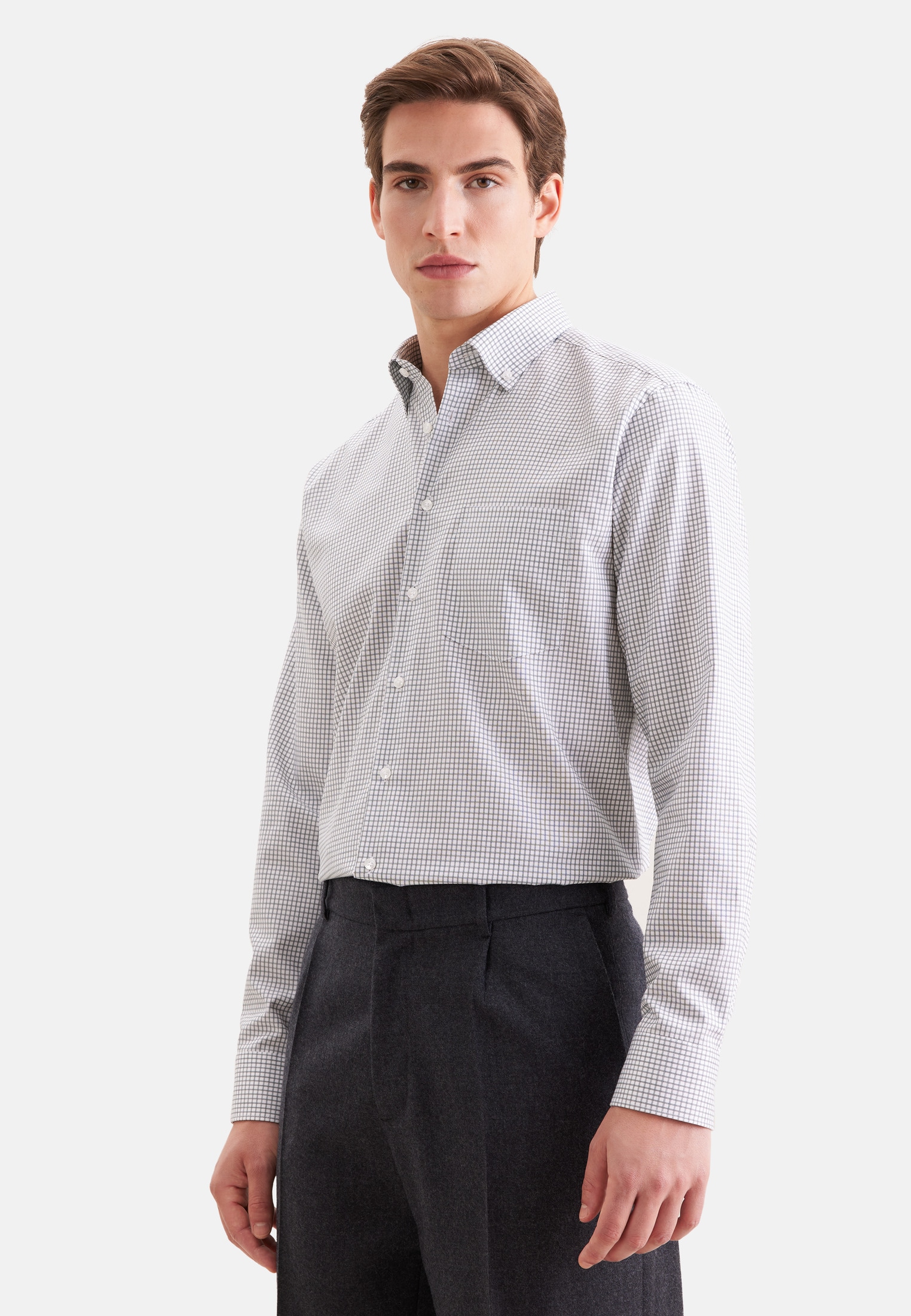 seidensticker "Schwarze Rose" Regular 1/1 Button-Down-Kragen Karo