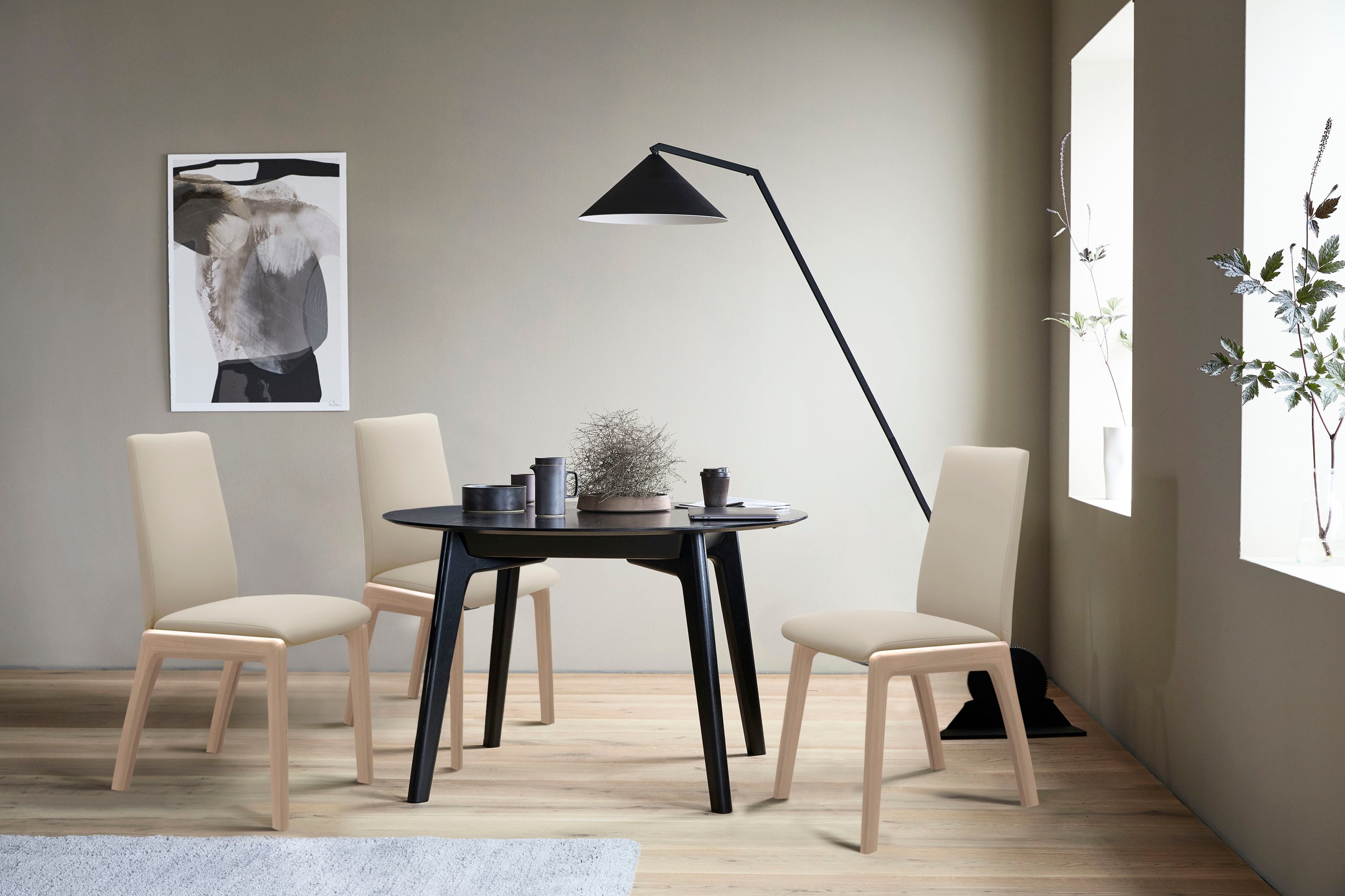 Stressless Polsterstuhl "Laurel" () Low Back, Größe M, mit abgerundeten Beinen in Schwarz