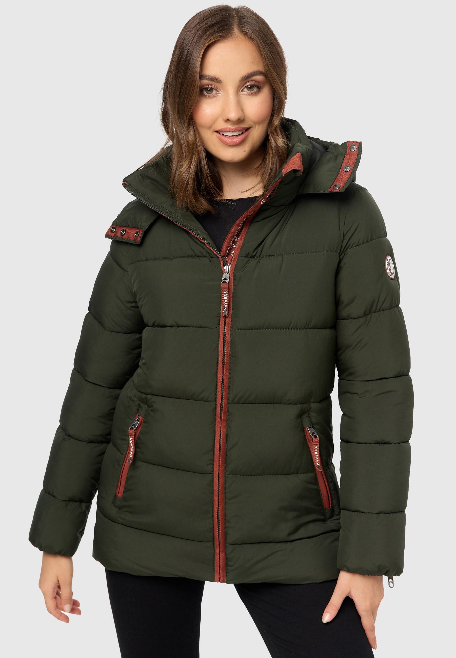 Navahoo Winterjacke »Wattewölkchen«, mit Kapuze, Modische Damen Steppjacke mit kontrastfarbenen Details