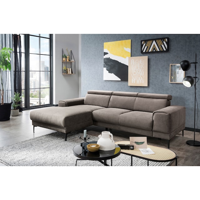 exxpo - sofa fashion Ecksofa »Ophelia«, 3 Kopfstützen, wahlweise  Sitztiefenverstellung, frei im Raum stellbar kaufen | BAUR