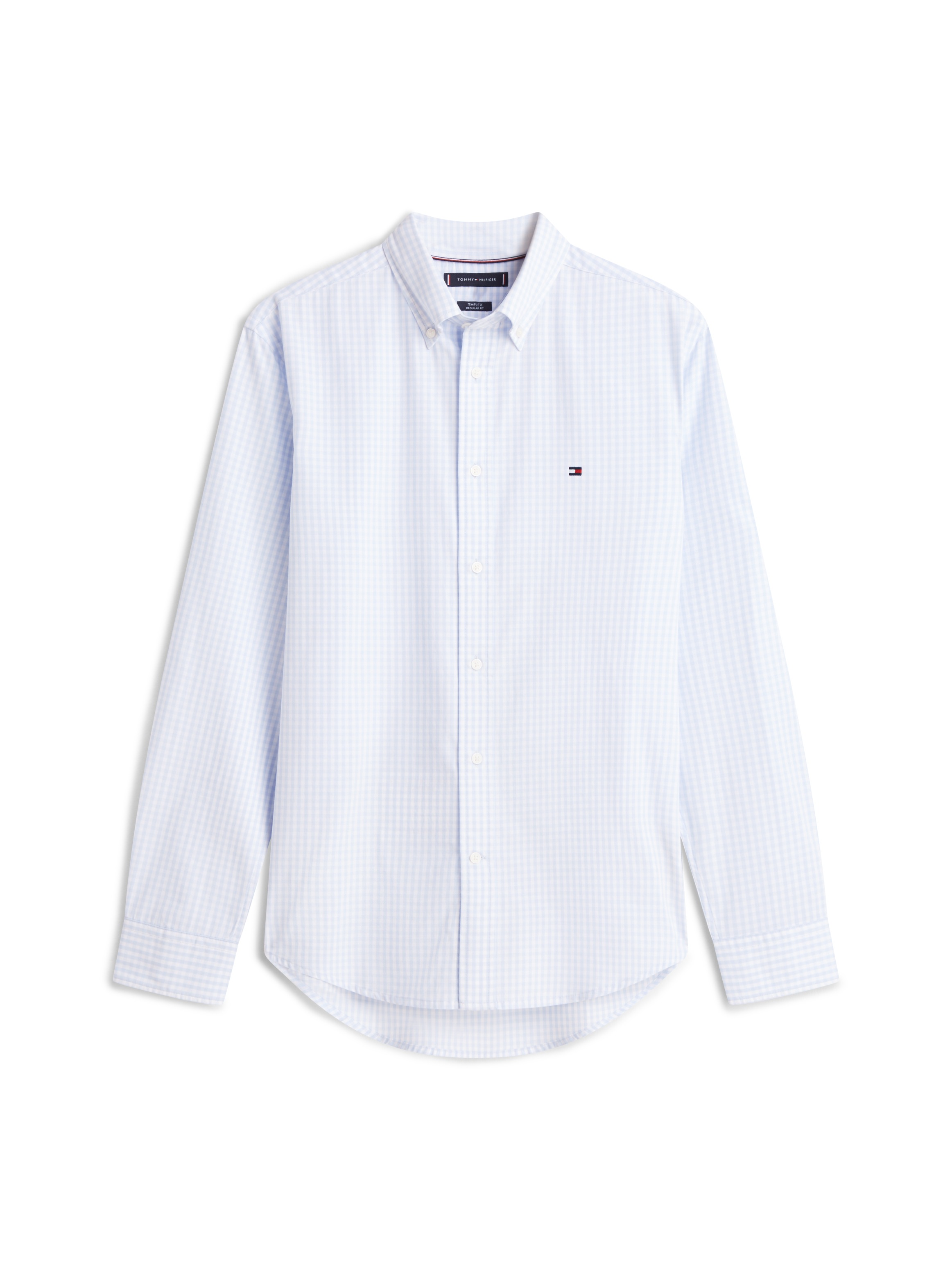Langarmhemd TOMMY HILFIGER "FLEX POPLIN BIG GINGHAM", Herren, Gr. XL, N-Gr, sweet blau, check, Web, Obermaterial: 100% Baumwolle, regular fit, Manschette, Hemden, regular fit, Button-down-Kragen 3