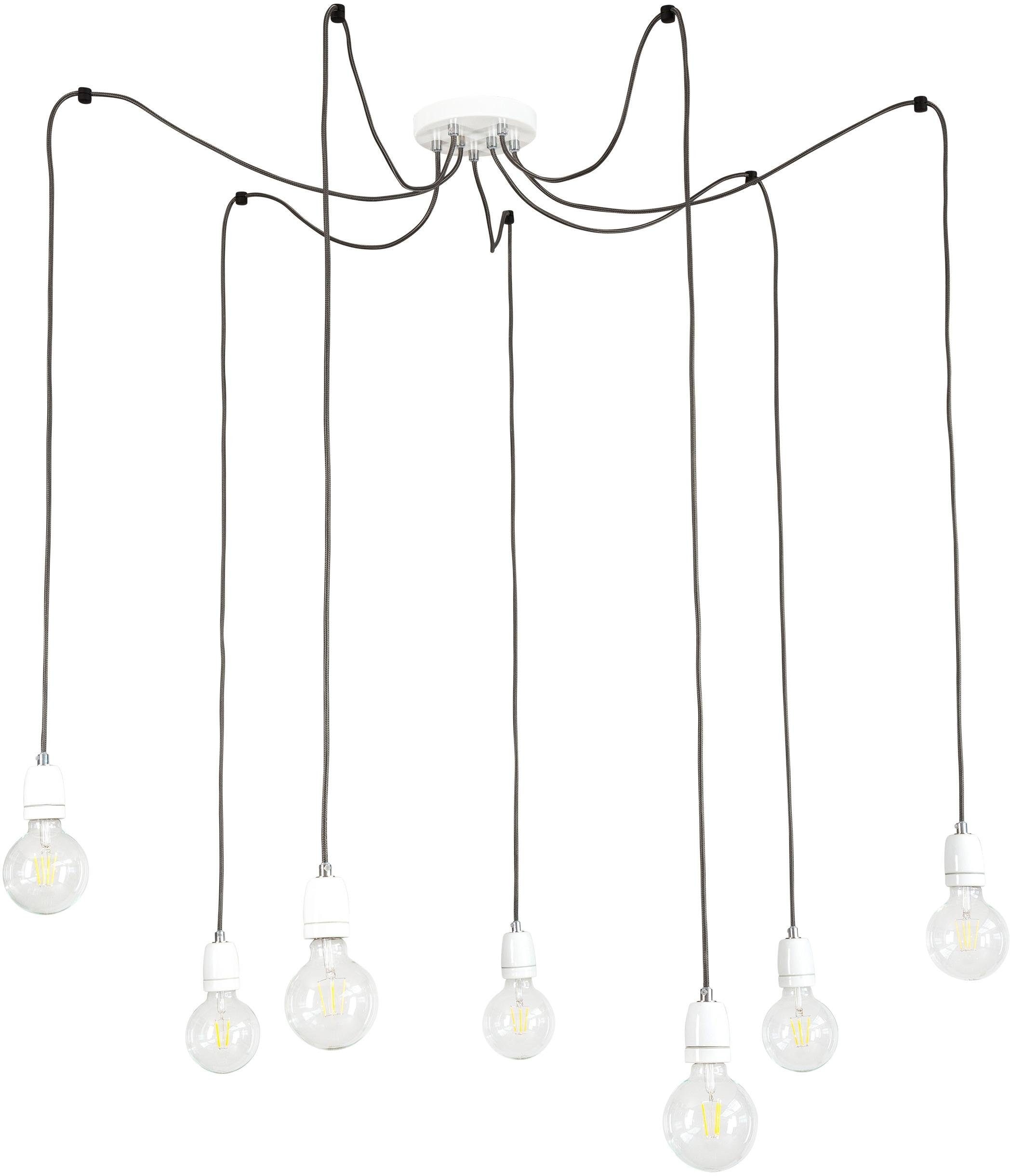 BRITOP LIGHTING Pendelleuchte »PORCIA SPIDER«, 7 flammig-flammig,  Hängeleuchte, Retro-Design mit Porzellan, Textilkabel in Anthrazit | BAUR