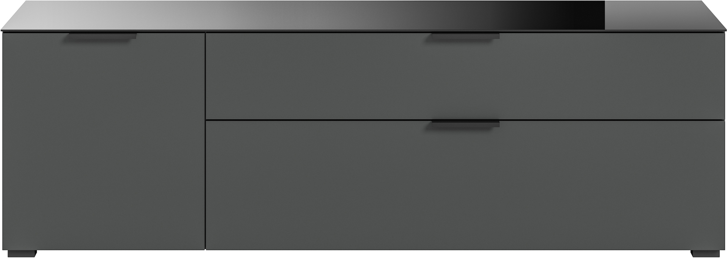 INOSIGN Lowboard »Raio, Breite 160 cm, 1 Tür, 1 Schubkasten, 1 Klappe, Oberboden«, mit Glasplatte, TV-Board, TV-Schrank, Mediaboard, Fernsehschrank