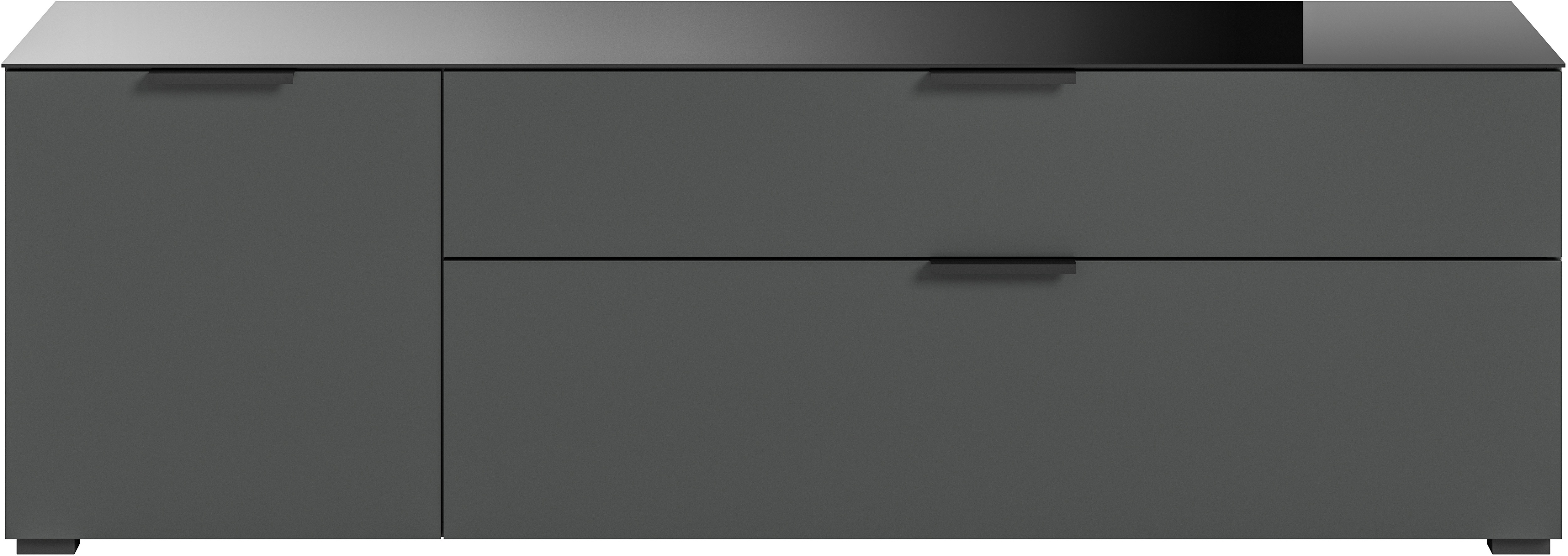 Thumbnail - INOSIGN Lowboard "Raio, Breite 160 cm, 1 Tür, 1 Schubkasten, 1 Klappe, Oberboden", mit Glasplatte, TV-Board, TV-Schrank,...