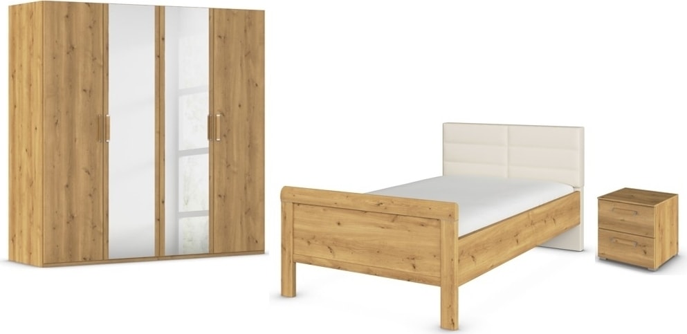 rauch Schlafzimmer-Set "Evelyn", (Set, 3 tlg.), Schrank und Bett in 2 Breiten, Nachttisch 2 Schubladen MADE IN GERMANY