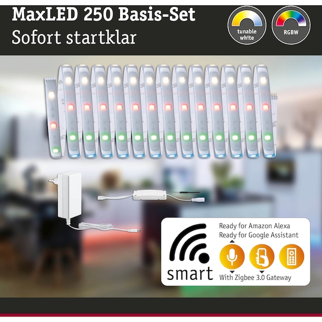 Paulmann LED-Streifen »MaxLED 250 Basisset Smart Home Zigbee IP44 22W 100  1000lm«, 1 St.-flammig, 5m, RGBW, beschichtet kaufen | BAUR