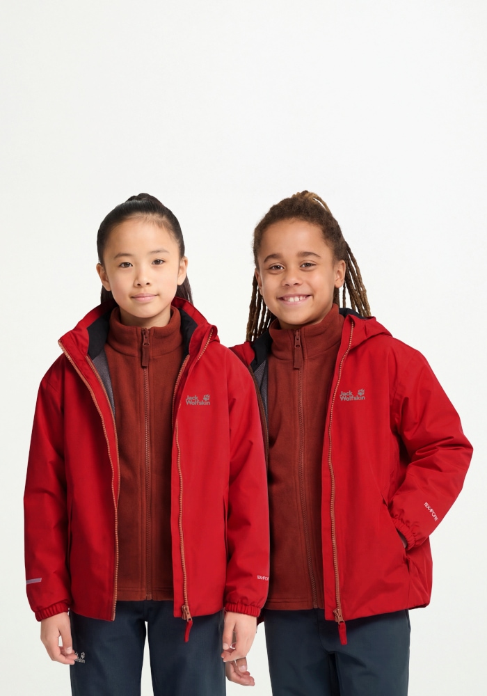Jack Wolfskin 3-in-1-Funktionsjacke "ICELAND 3IN1 JKT K" mit Kapuze Allwetterjacke für Kinder, wasser- und winddicht, warm