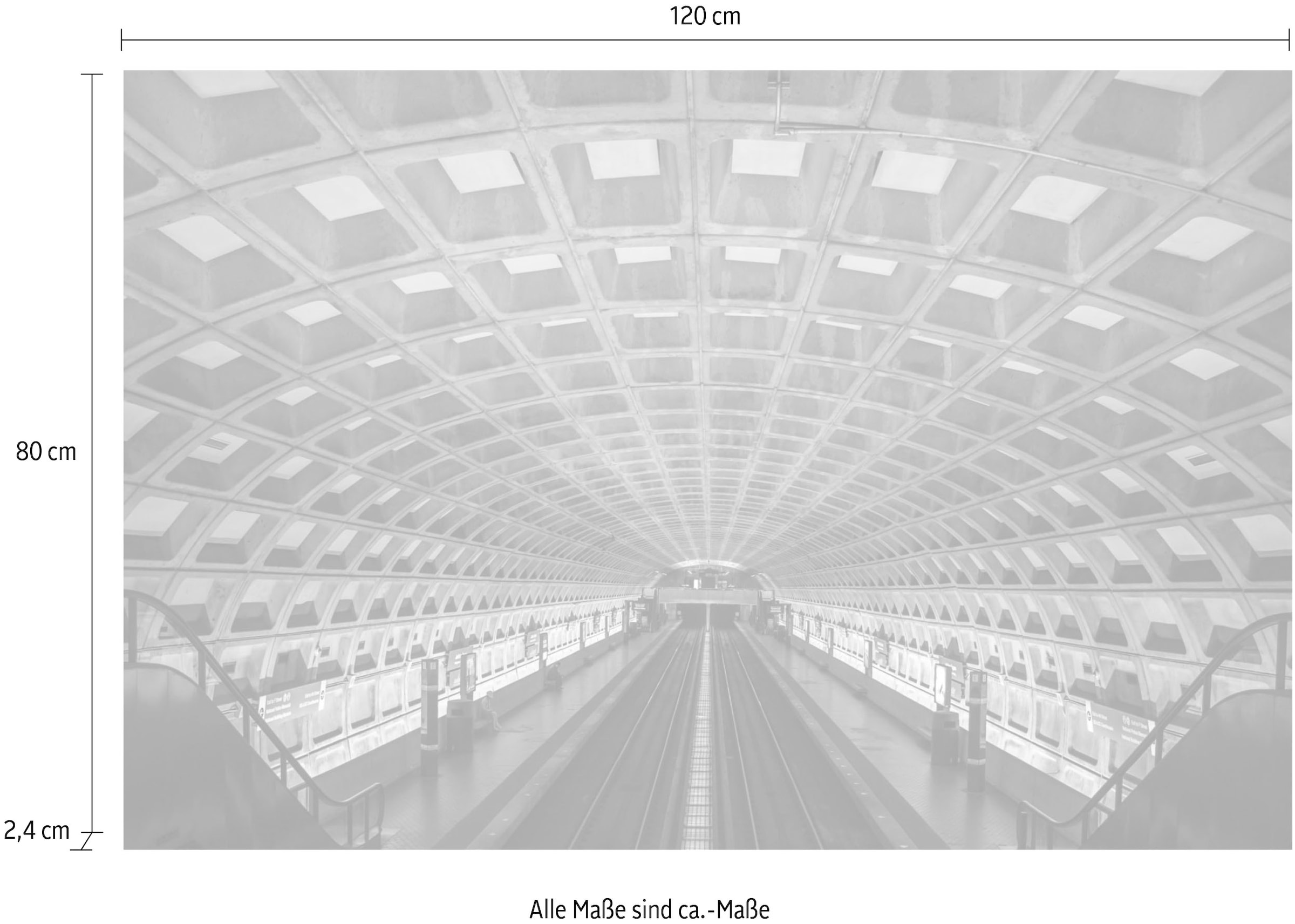 queence Acrylglasbild »U-Bahn Station«, Kunst-Züge-Zugbilder-Gebäude, Fine Art-Print in Galeriequalität