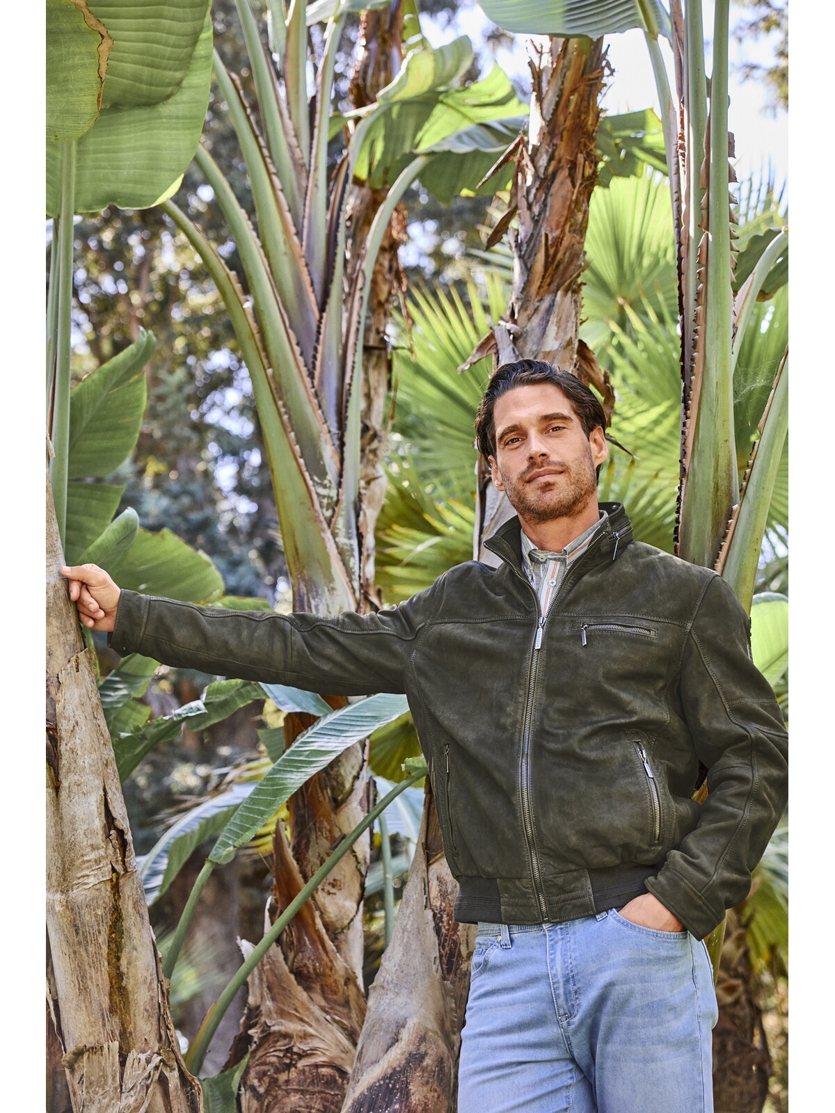 Lederjacke BABISTA "Lederjacke JORANO", Herren, Gr. 54, grün (oliv), Obermaterial: 100% Lederfaserstoff LEAFIBTEX., Jacken 2