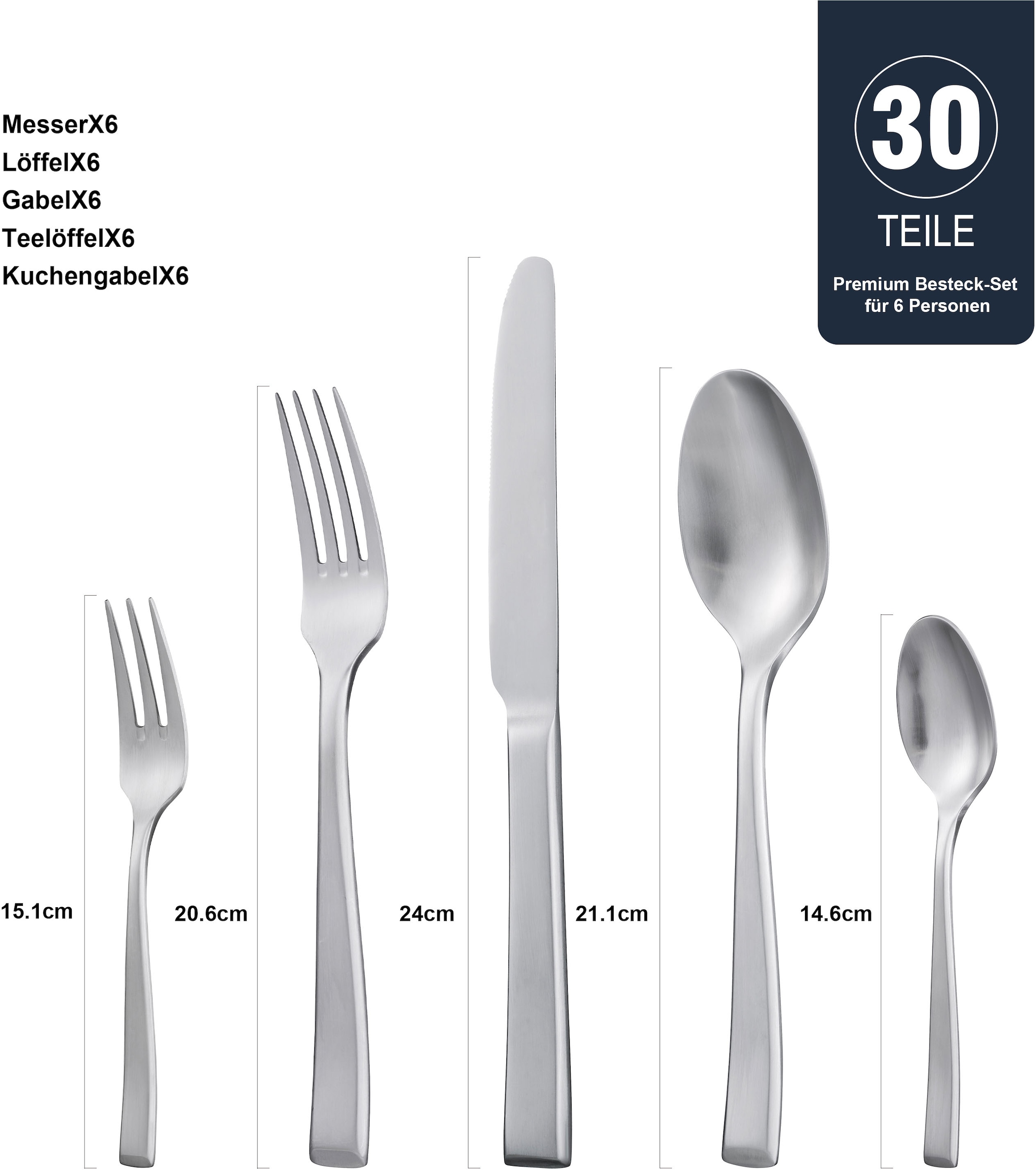 Hanseatic Besteck-Set »PREMIUM« verstärktes Material und trapezförmiges Design am Griffende